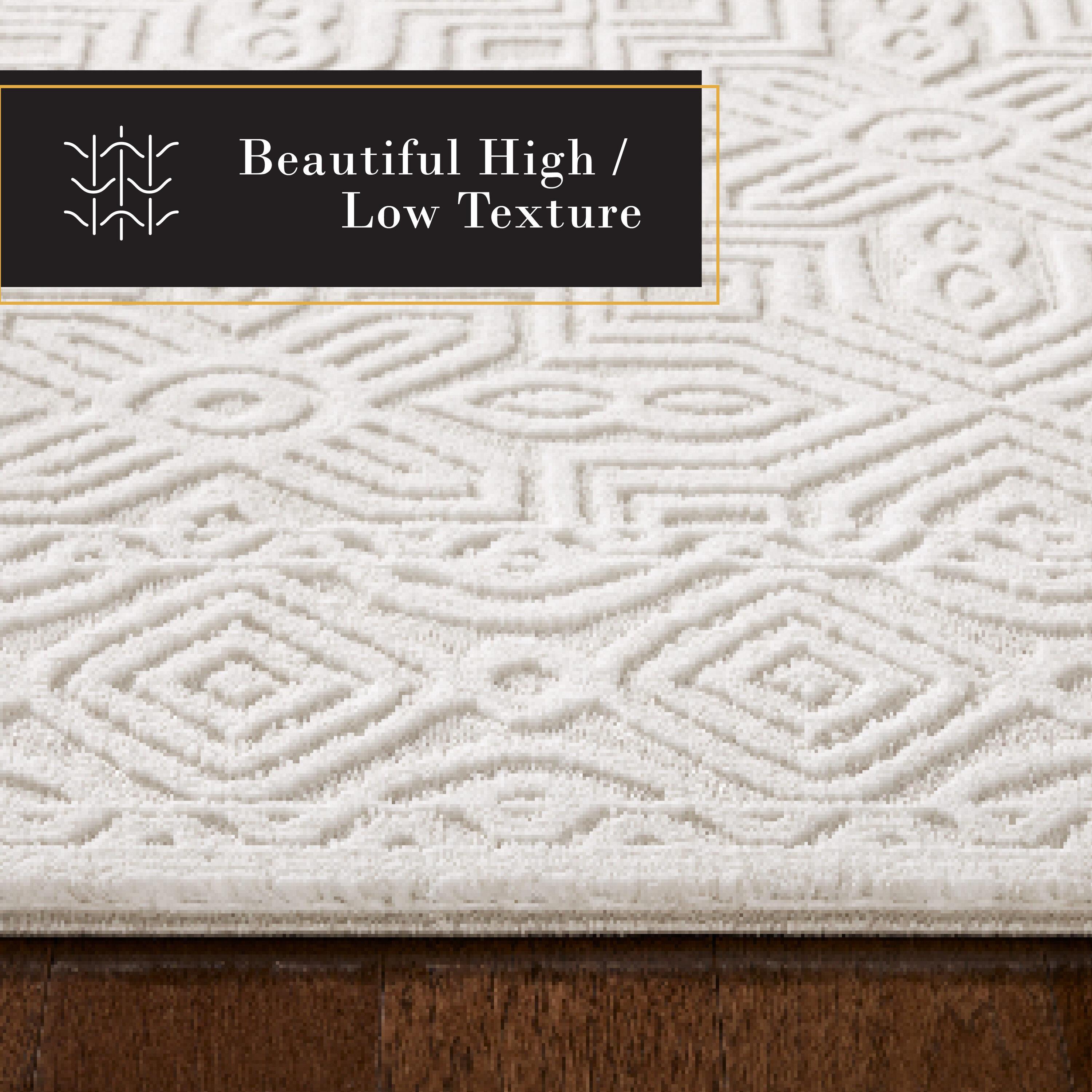 TOWN & COUNTRY LUXE Maya Medallion Indoor Area Rug with High-Low Texture, Ivory/Greige