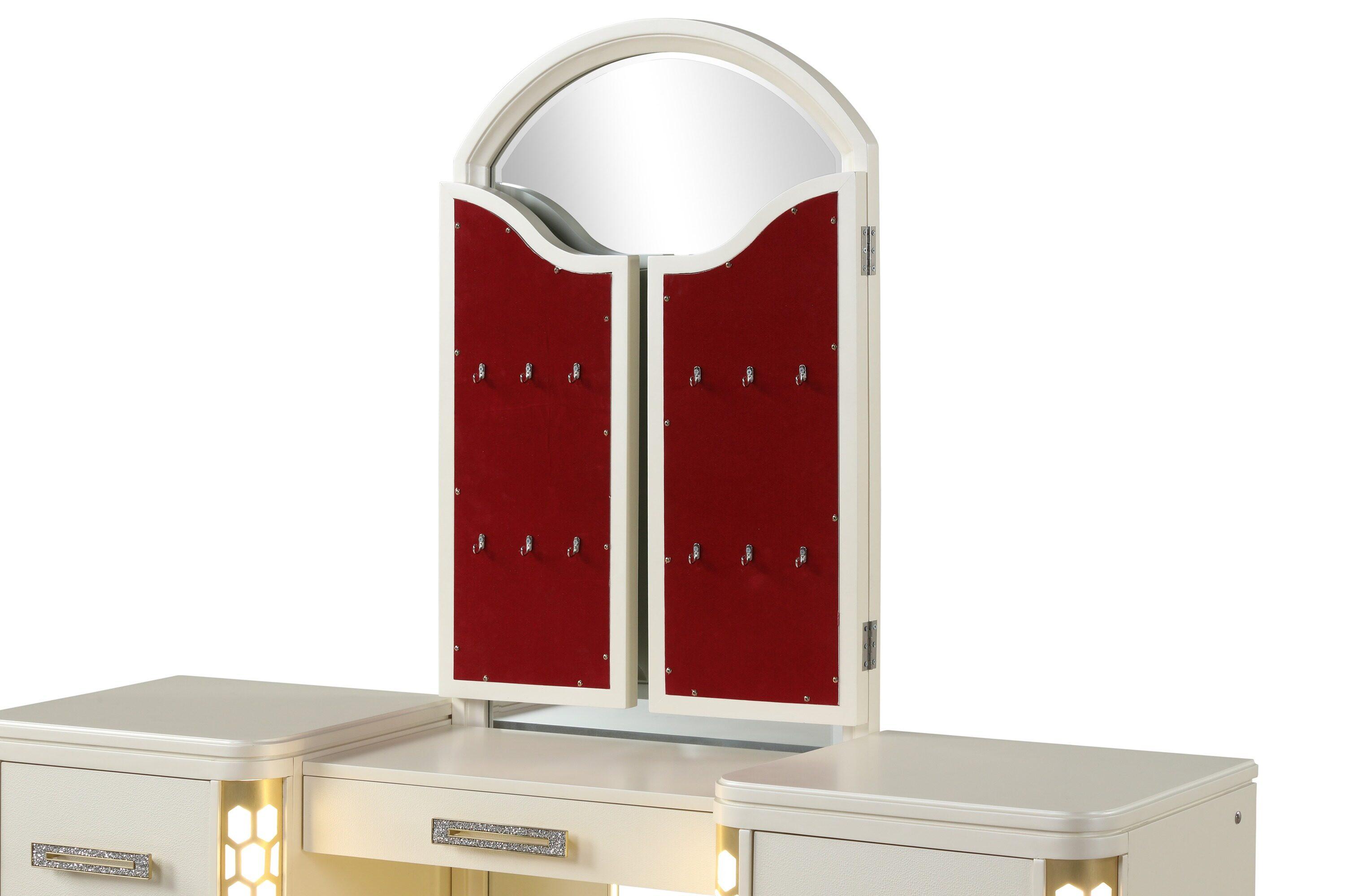 Jasmine Queen 5-N Pc Unique LED Bedroom Set made with Wood in Beige