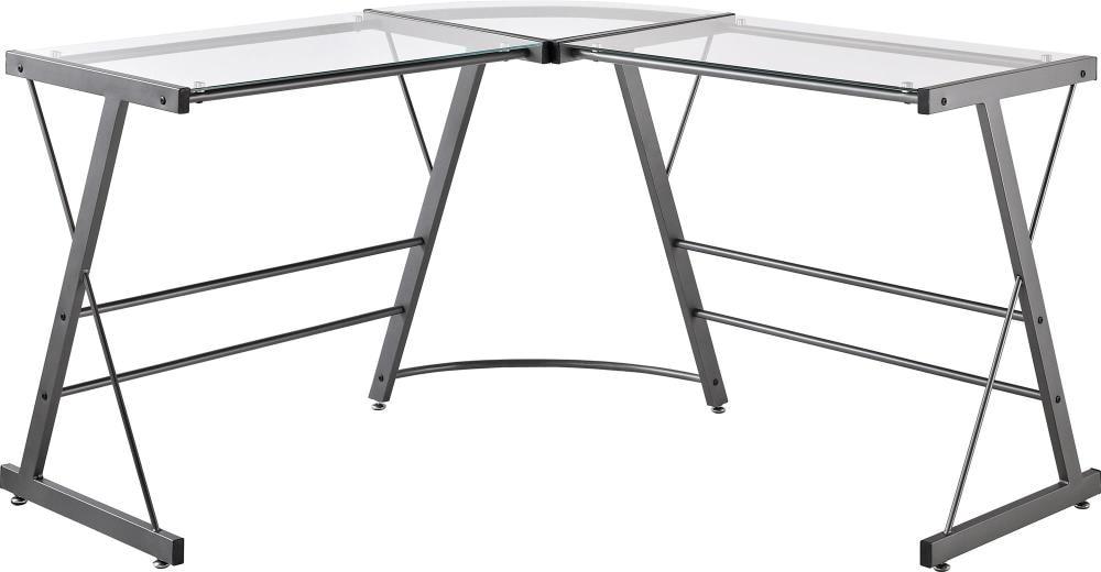 Ameriwood Home Glass L-Shaped Computer Desk, Gray