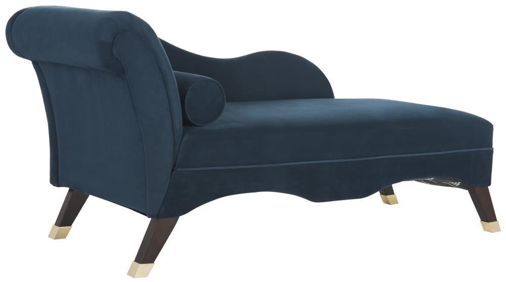 Caiden Vevlet Chaise with Pillow - Navy - Safavieh.