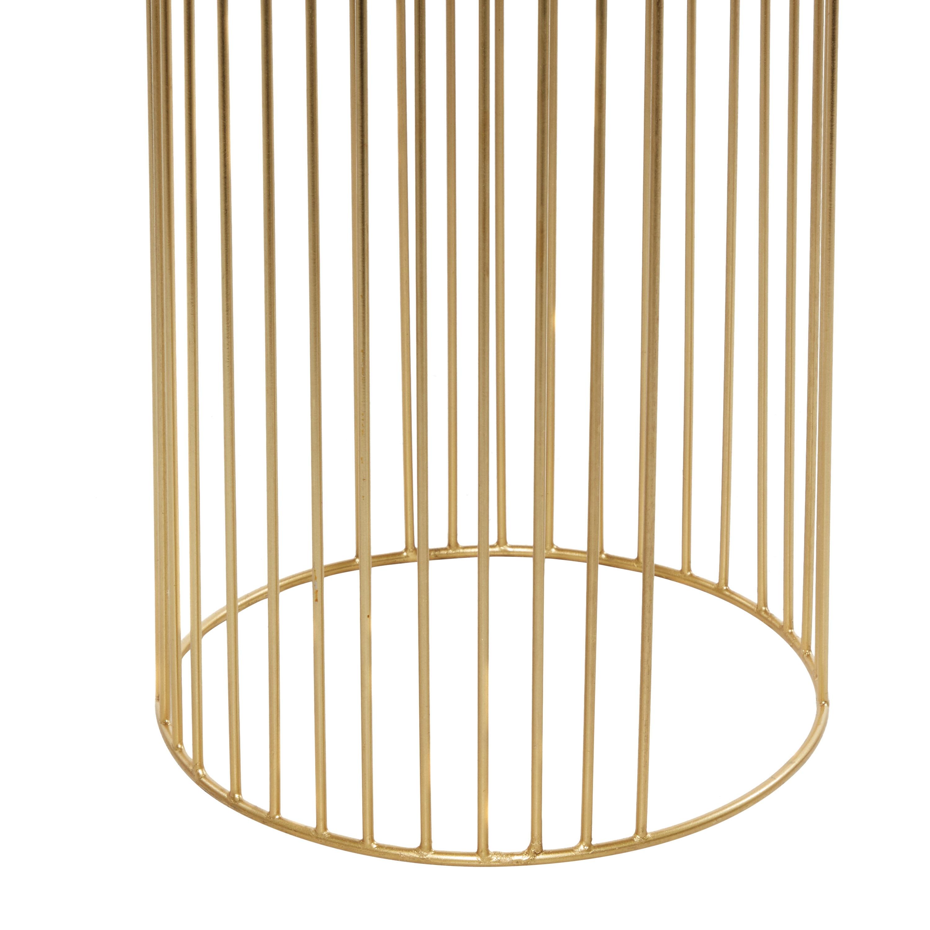 DecMode 24", 20", 16"H Deep Recessed Dome Gold Metal Planter with Elevated Caged Stand (3 Count)