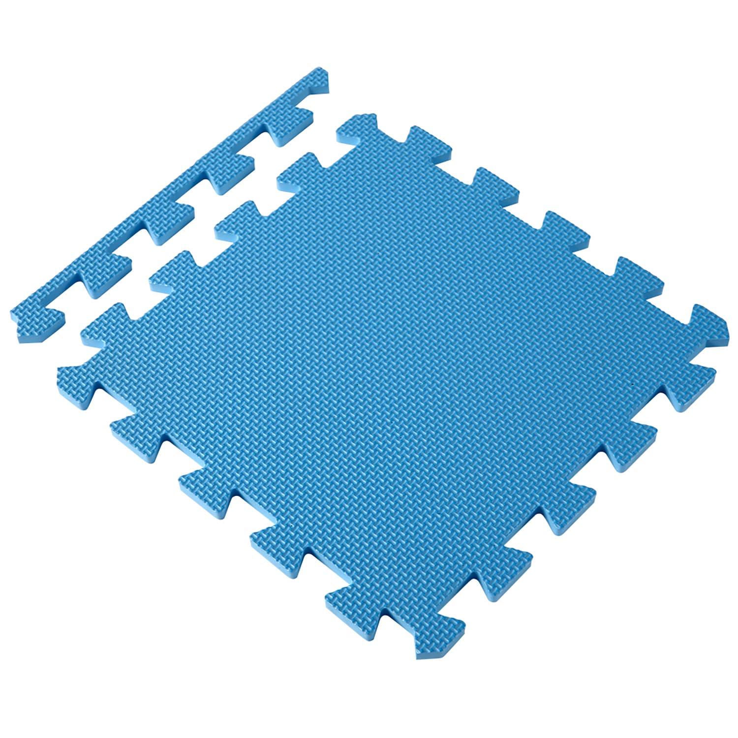 Easy Playhouse: 12 Soft Foam Floor Tiles - Blue-Grey-White, Interlocking Mat