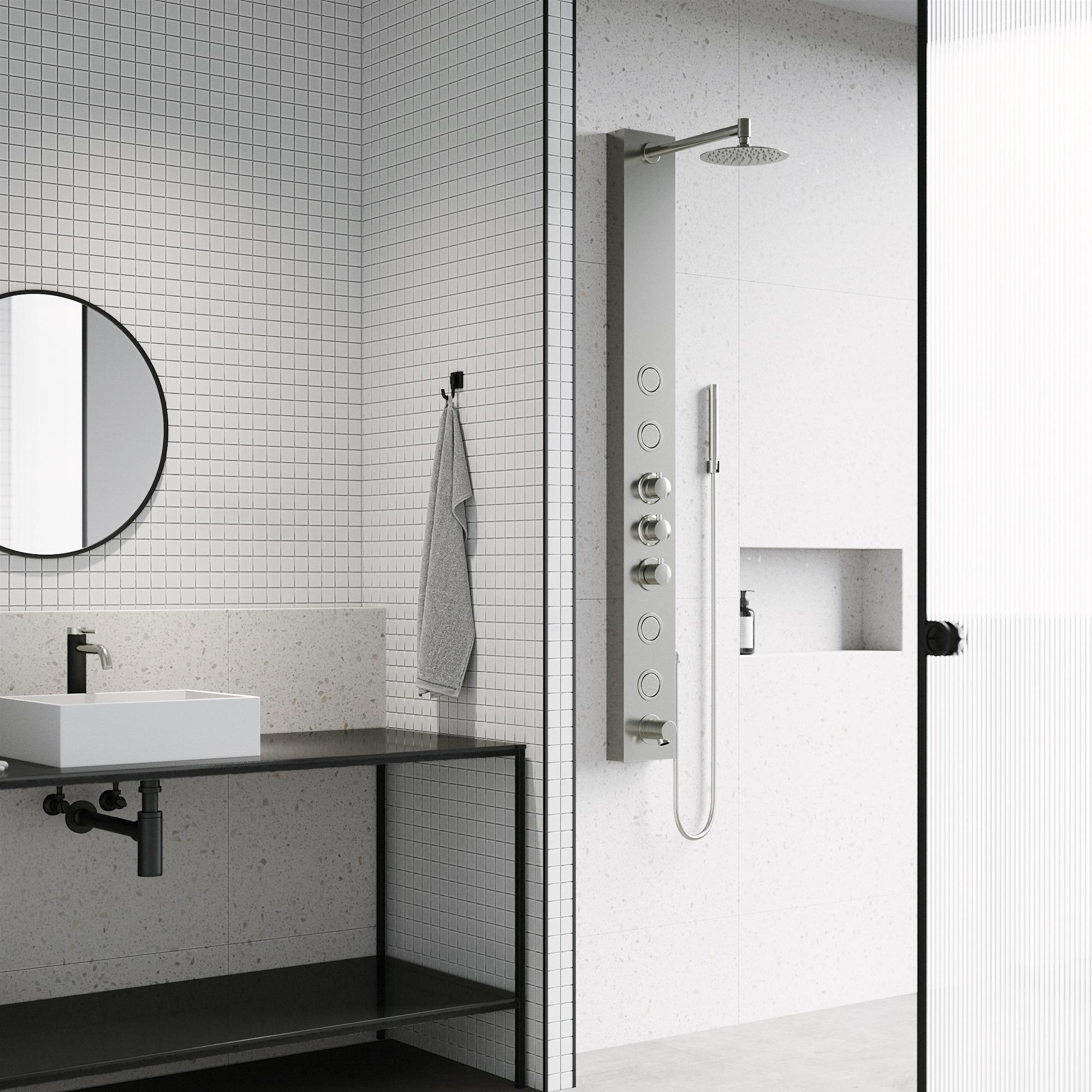 Bowery 59" H X 6" W 4-Jet Shower System &Tub Filler with Hand Shower Wand and Adjustable Shower Head