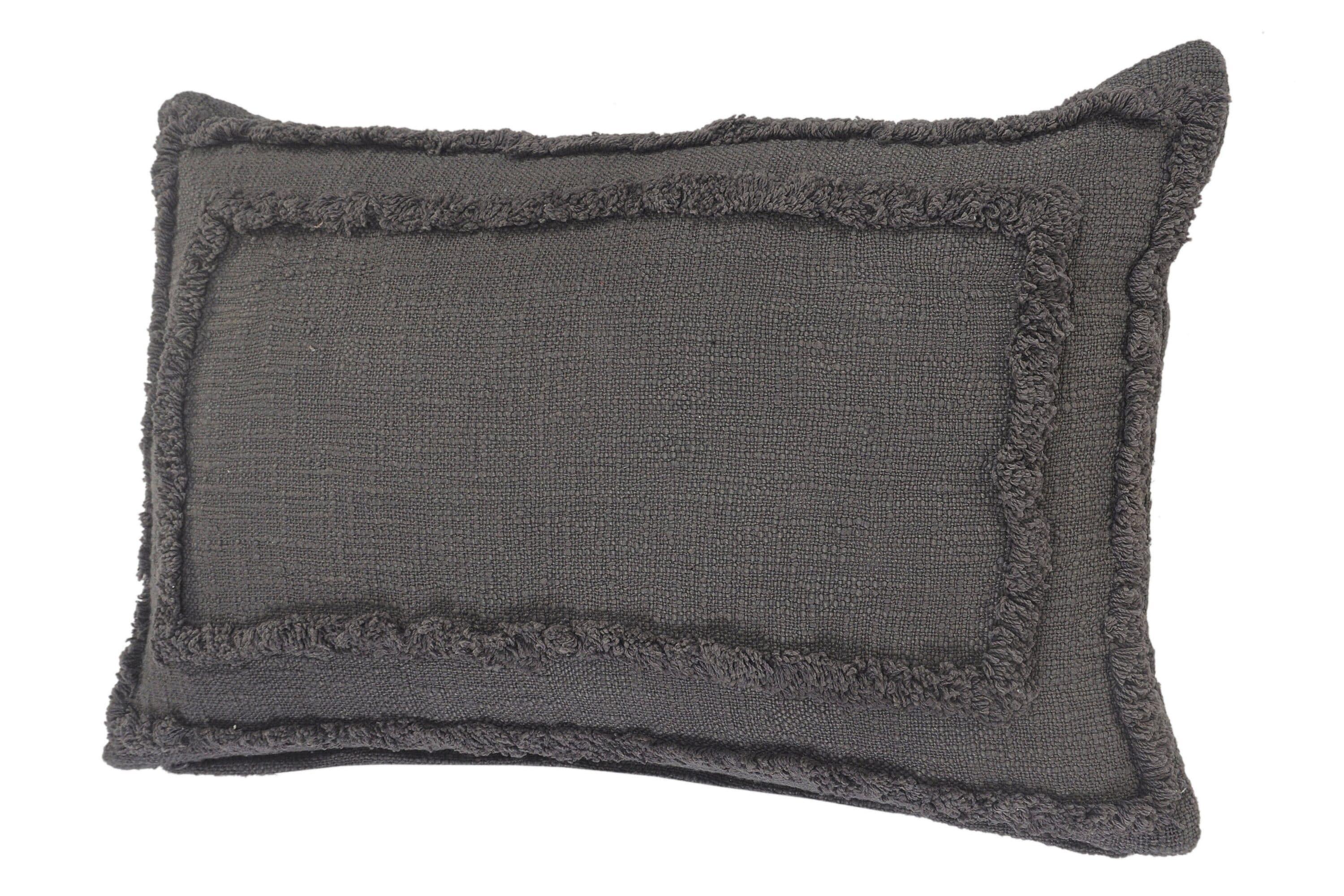 Ox Bay Modern Tufted Solid Lumbar Throw Pillow, 16" x 24" , Gray