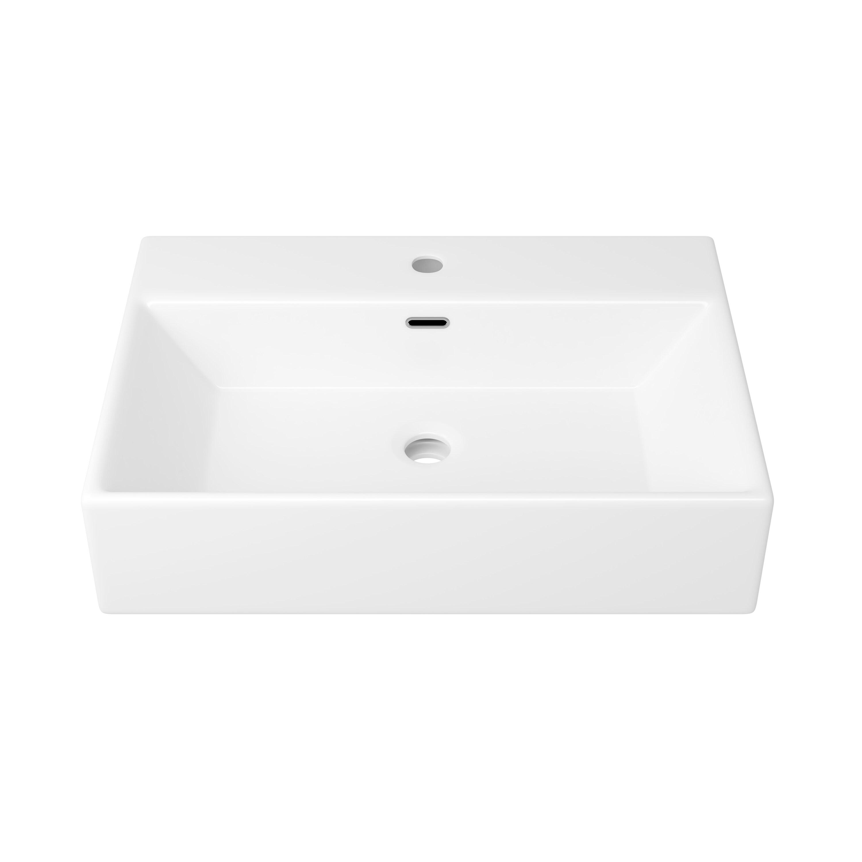 Turner 24" W x 16" D Vitreous China Rectangular Wall Mount Bathroom Vessel Sink with Overflow