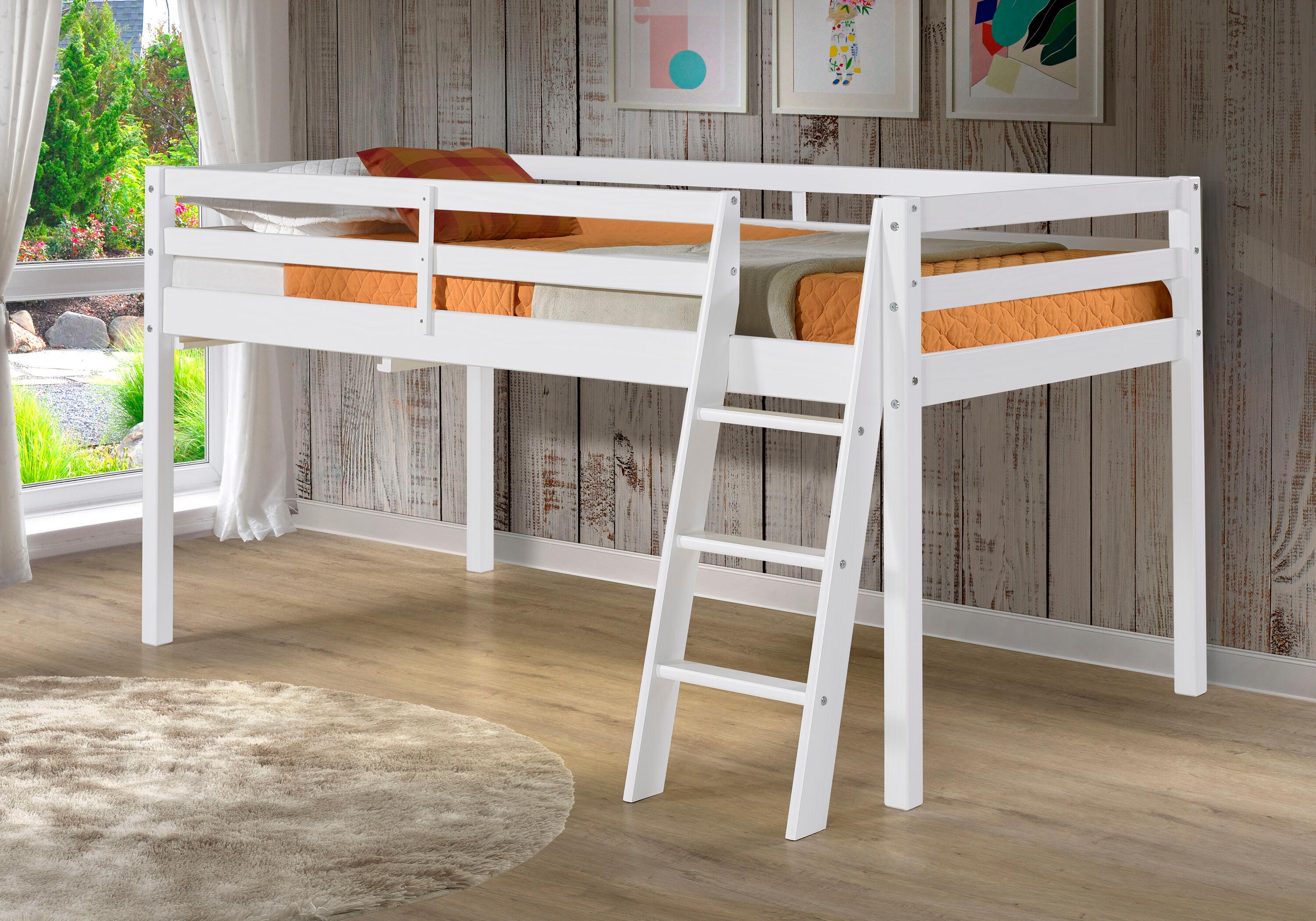 Twin Roxy Junior Kids' Loft Bed White - Bolton Furniture: Low Loft Bed, Brazilian Pine Frame, Unupholstered, All Ages