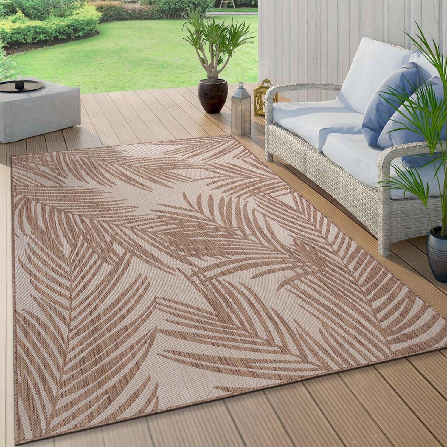 World Rug Gallery Contemporary Distressed Leaves Textured Flat Weave Indoor/Outdoor Area Rug - BROWN 5' X 7'