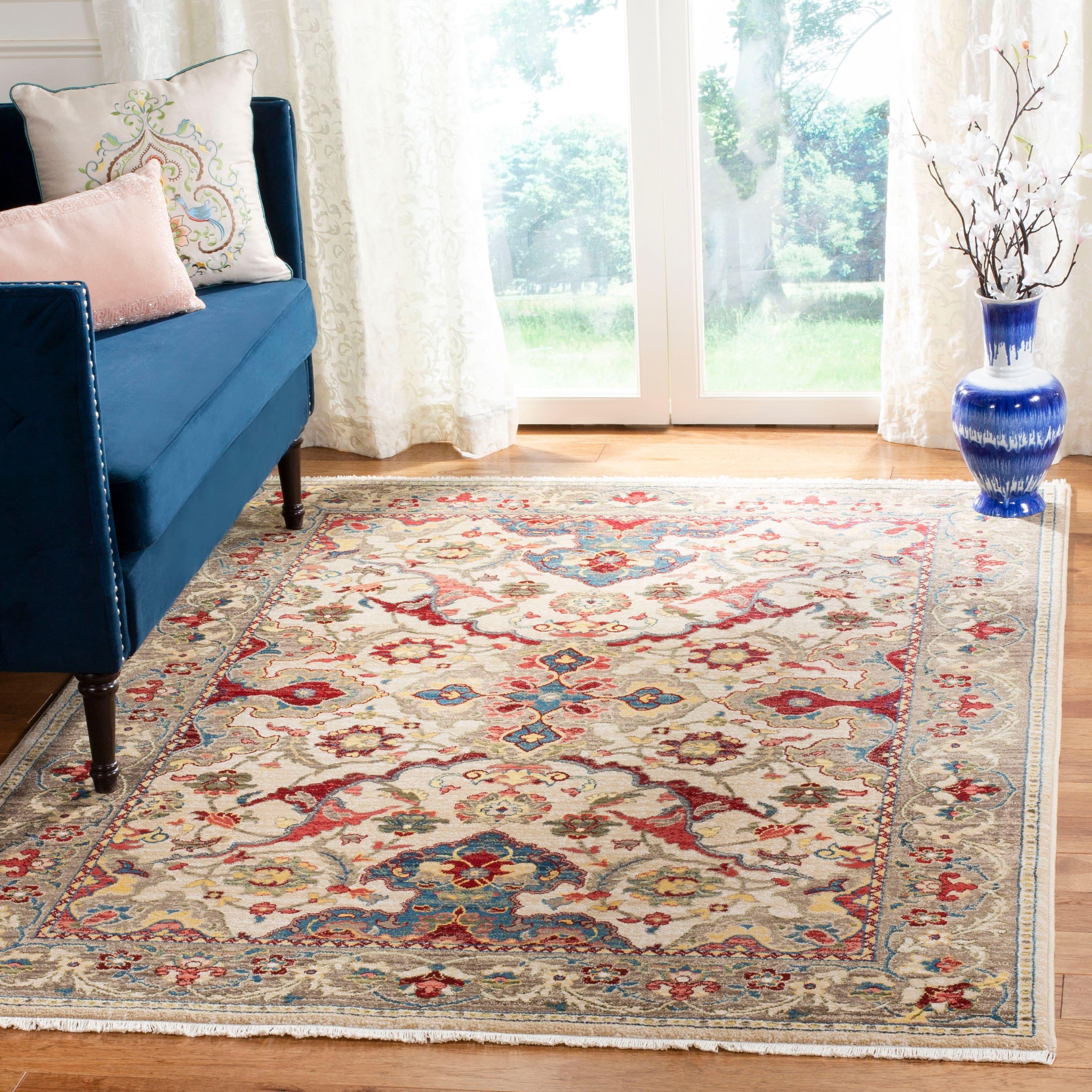 Kashan KSN307 Power Loomed Accent Rug - Ivory/Taupe - 3'3"x4'10" - Safavieh