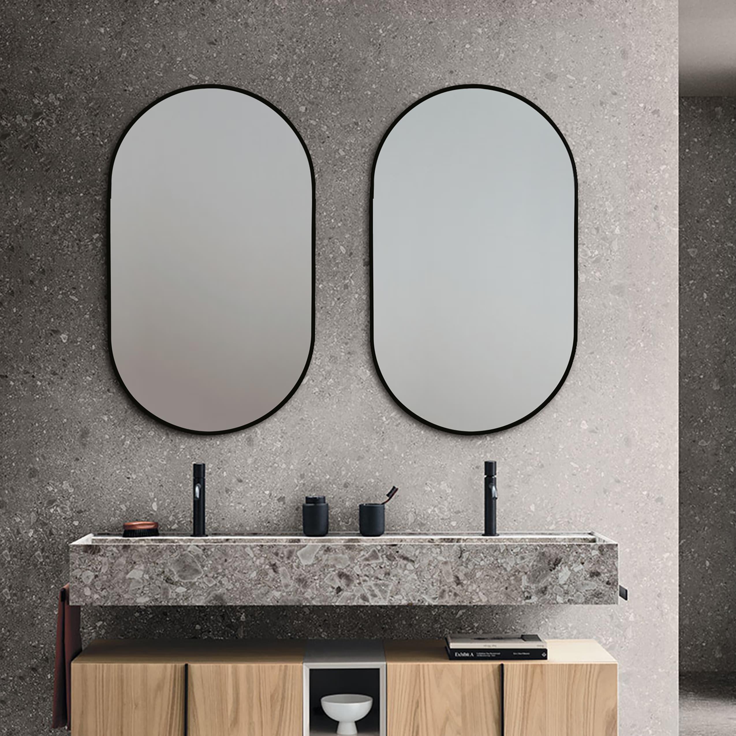 Decor Wonderland B209 39.5 x 23.6 in. Khristy Black Metal Framed Oval Wall Mirror