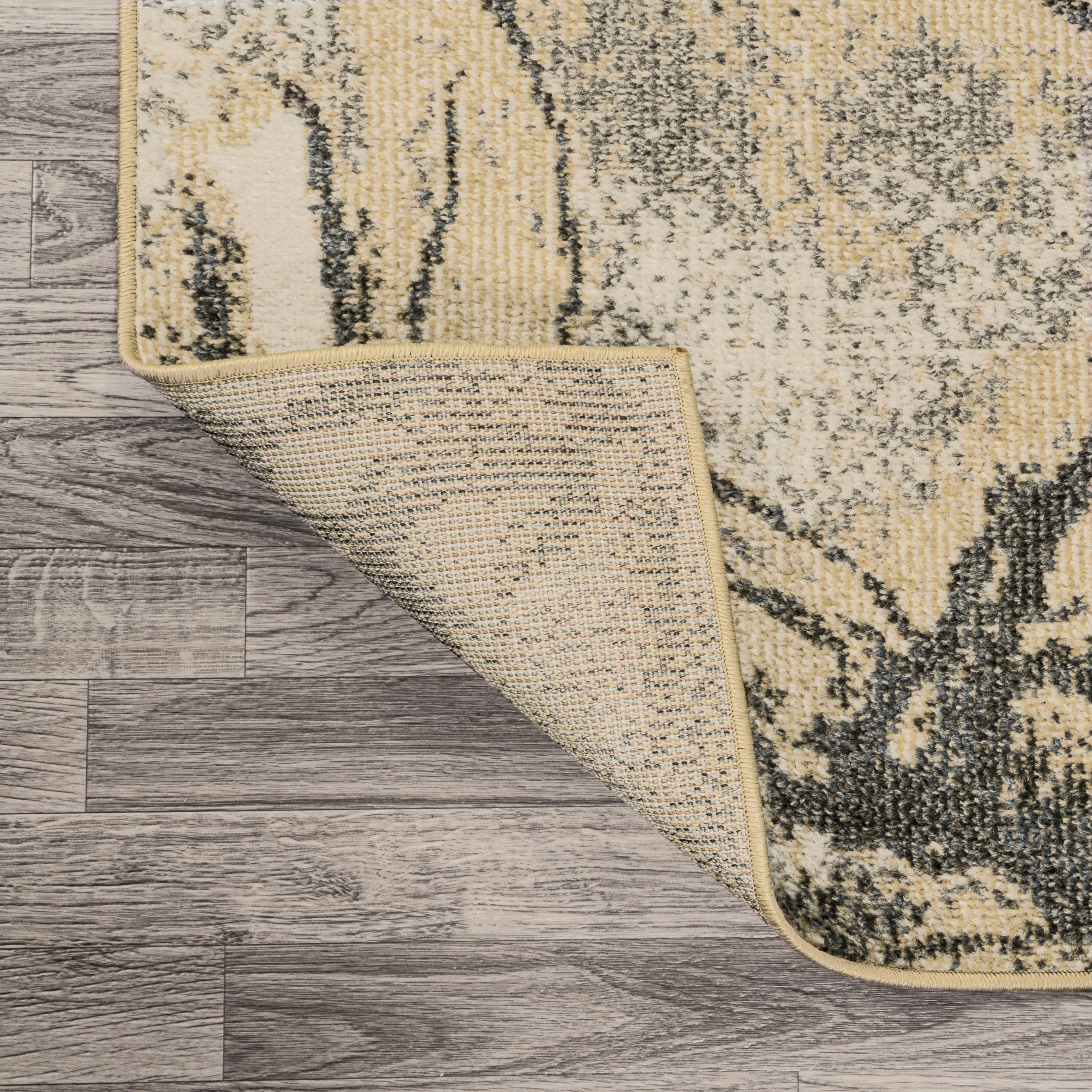 3' x 5' Marmo Abstract Marbled Modern Area Rug, Gold/Gray - JONATHAN Y