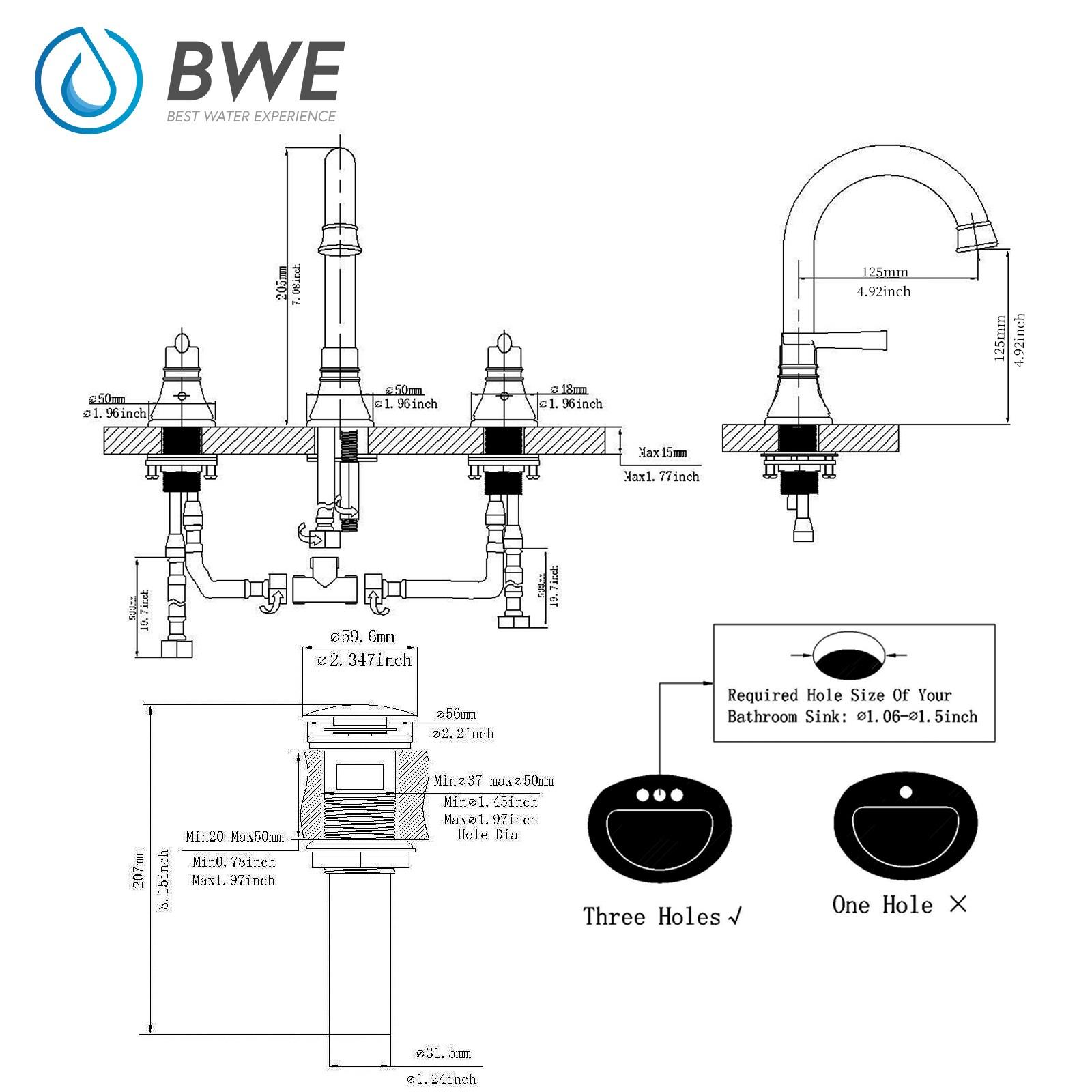 Widespread 2-handle Bathroom Faucet with Drain Assembly