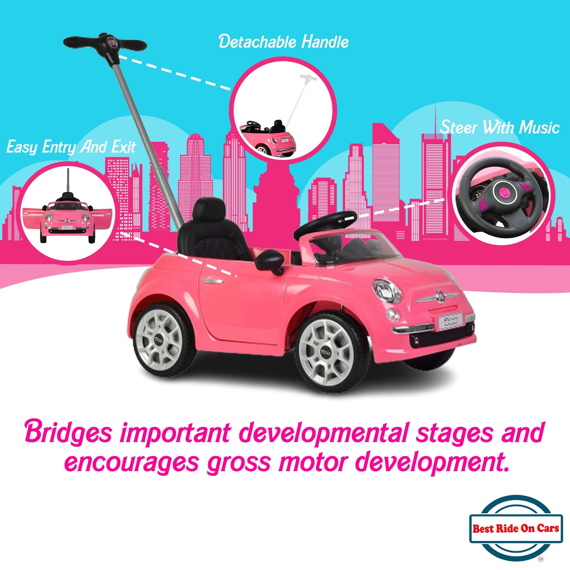 Best Ride On Cars 2-in-1 Fiat 500 Baby Toddler Toy Push Vehicle Car Stroller with 40 Pound Capacity for Children Ages 1 to 3 Years, Pink