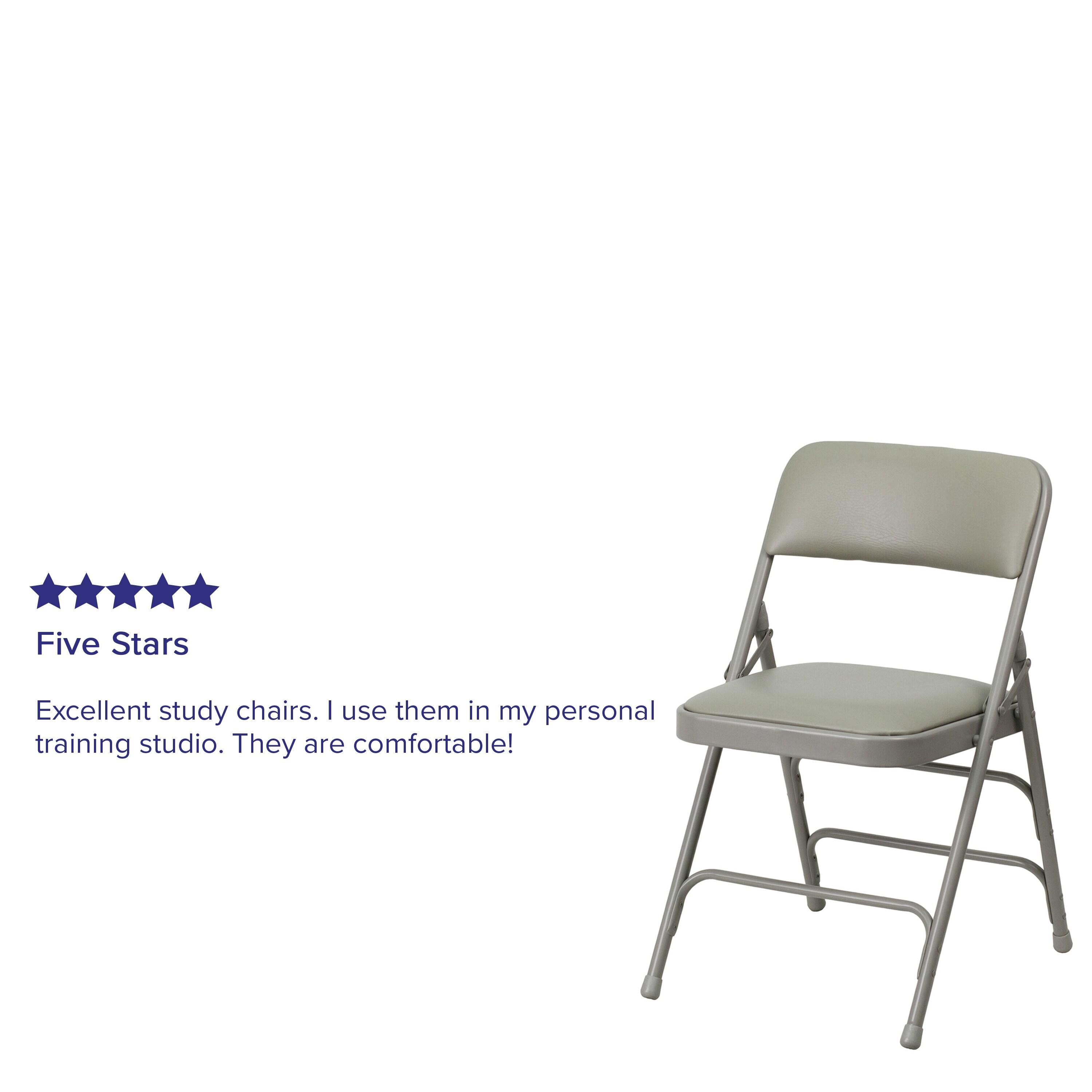 Flash Furniture 4 Pack HERCULES Series Curved Triple Braced & Double Hinged Gray Vinyl Metal Folding Chair
