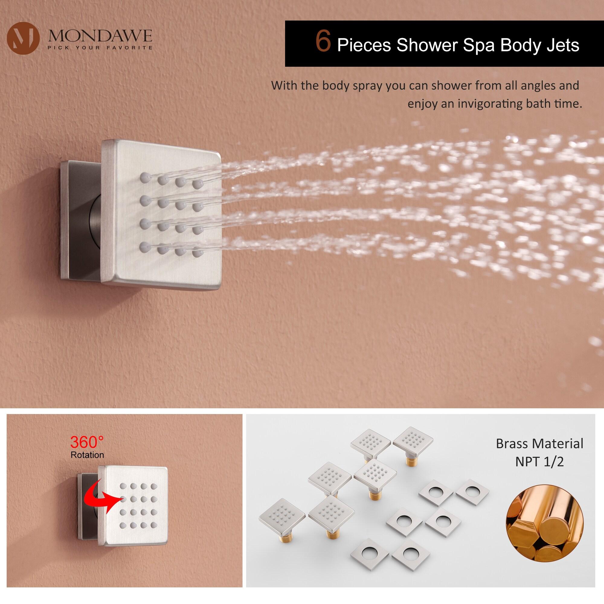 LED Display 3 Spray Patterns 12in. Ceiling Mount Fixed and Handheld Shower Head in Brushed Nickel 2.5 GPM Valve Included