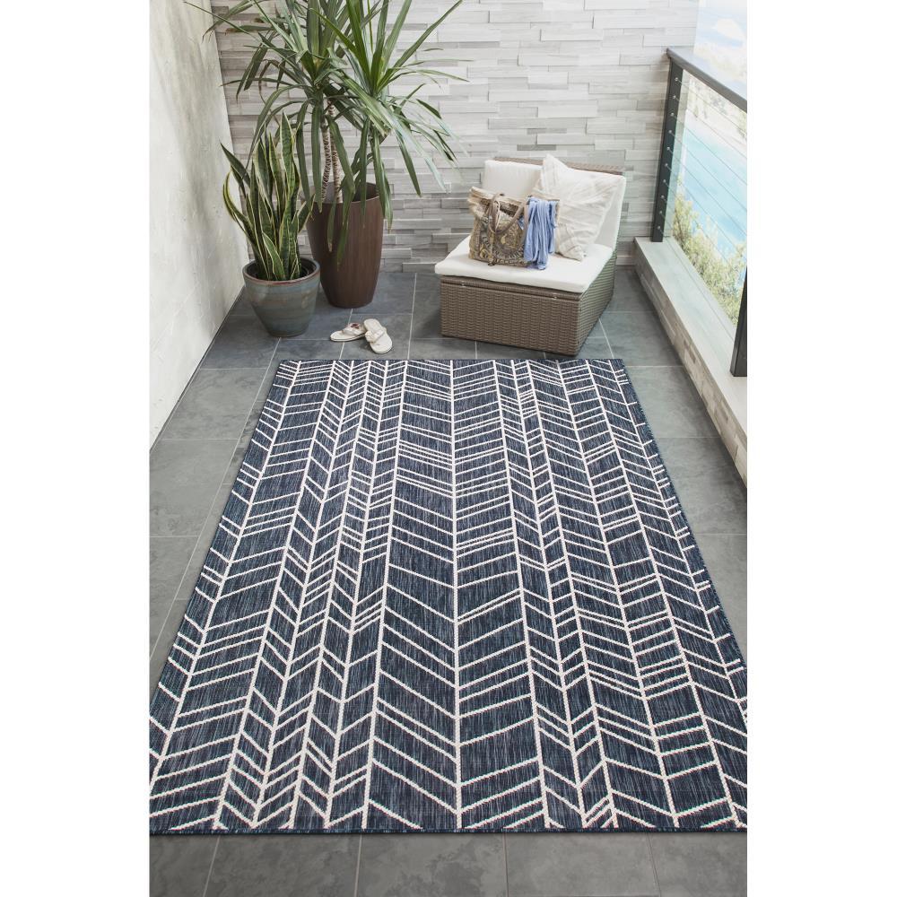 Liora Manne  Carmel Chevron Indoor/Outdoor Rug Navy 3'3" x 4'11" 3' x 5' Navy Rectangle