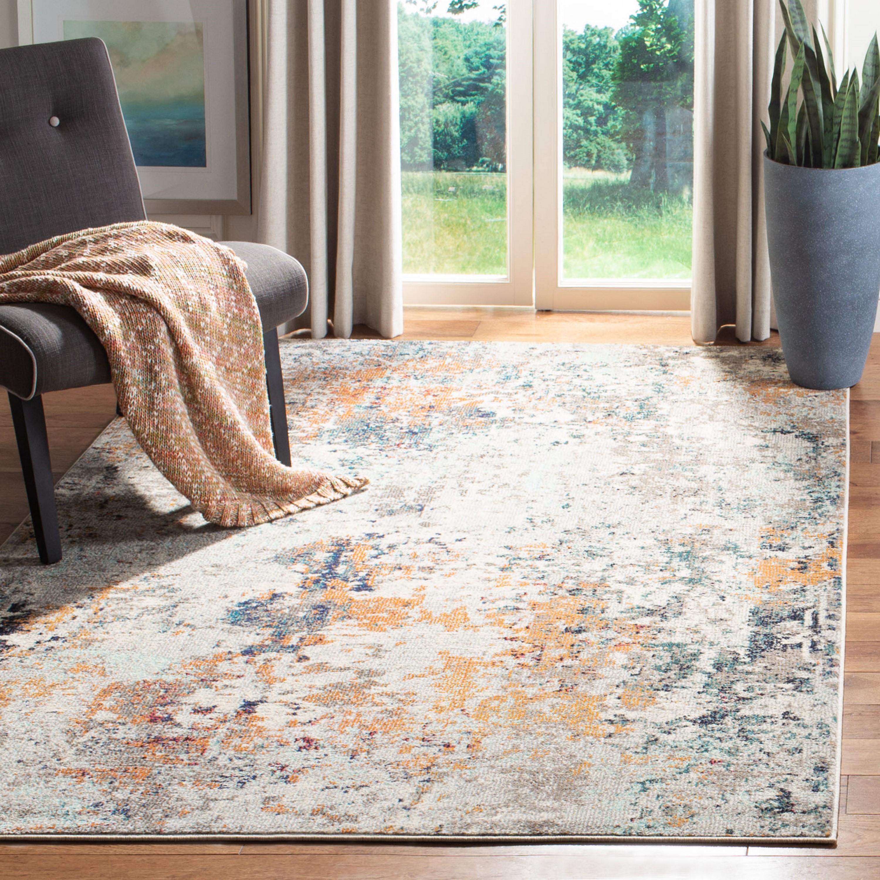 Madison MAD453 Power Loomed Area Rug - Grey/Beige - 4'x4' - Safavieh.