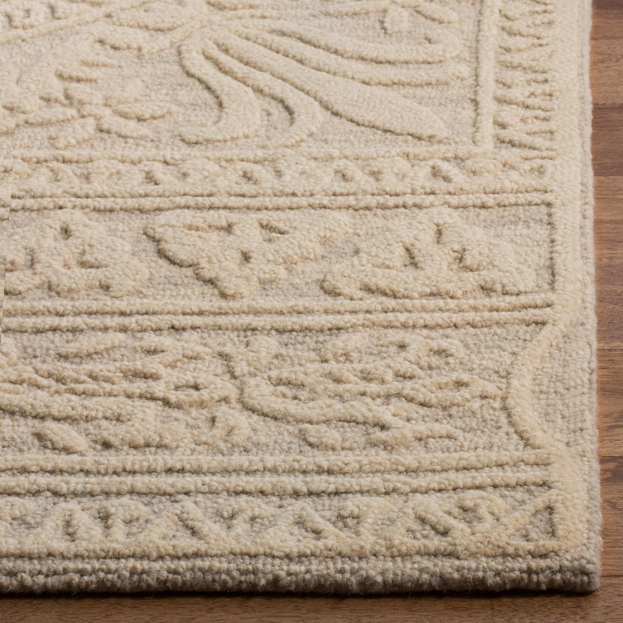 Blossom BLM109 Hand Tufted Indoor Area Rug - Light Grey/Ivory - 5'x8' - Safavieh