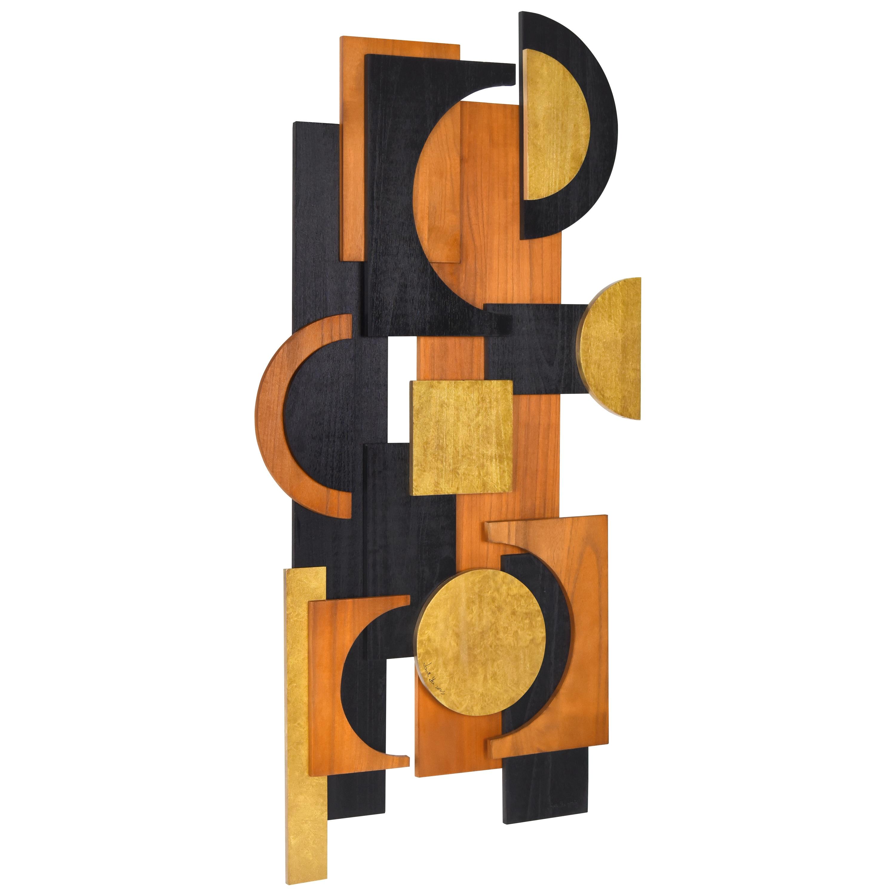 'Amber Embraces II' Hand Made & Hand Finished Dimensional Solid Paulownia Wood Abstracts Wall Art