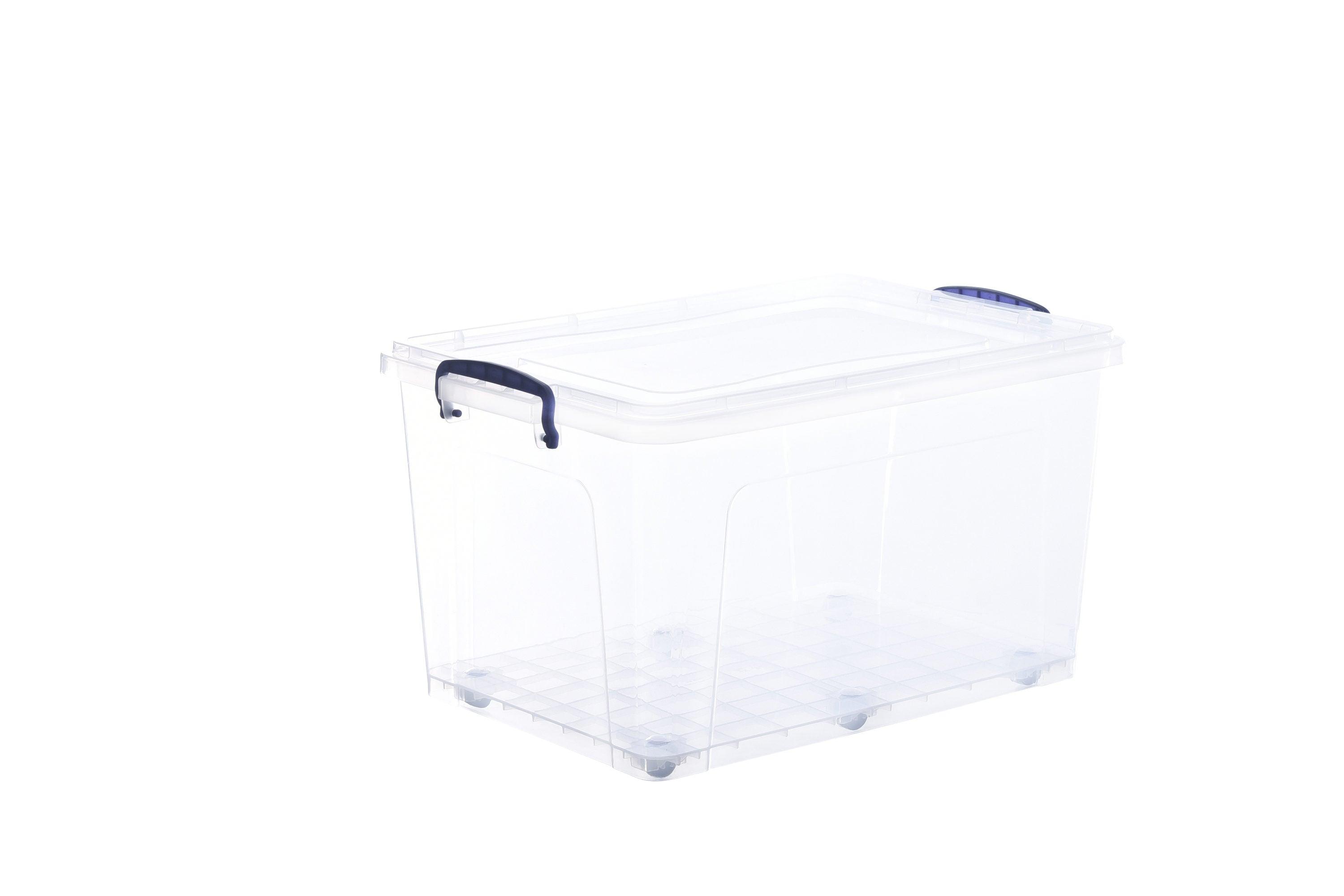 Clear Plastic Stackable Storage Box with Snap Lid, 44 Quart
