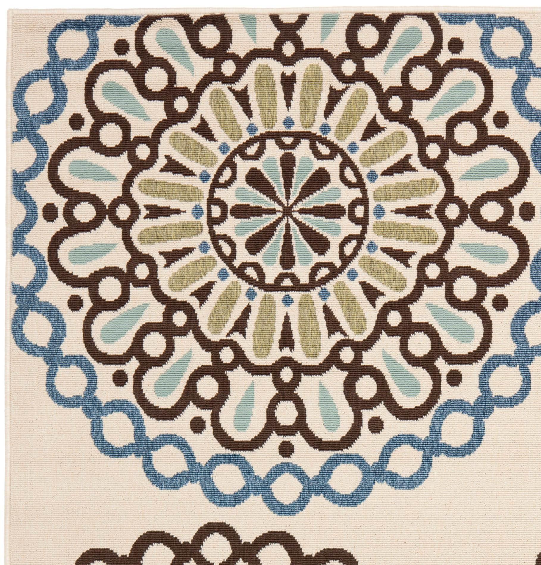 Veranda VER092 Power Loomed Indoor/Outdoor Area Rug - Cream/Blue - 5'3"x5'3" - Safavieh.