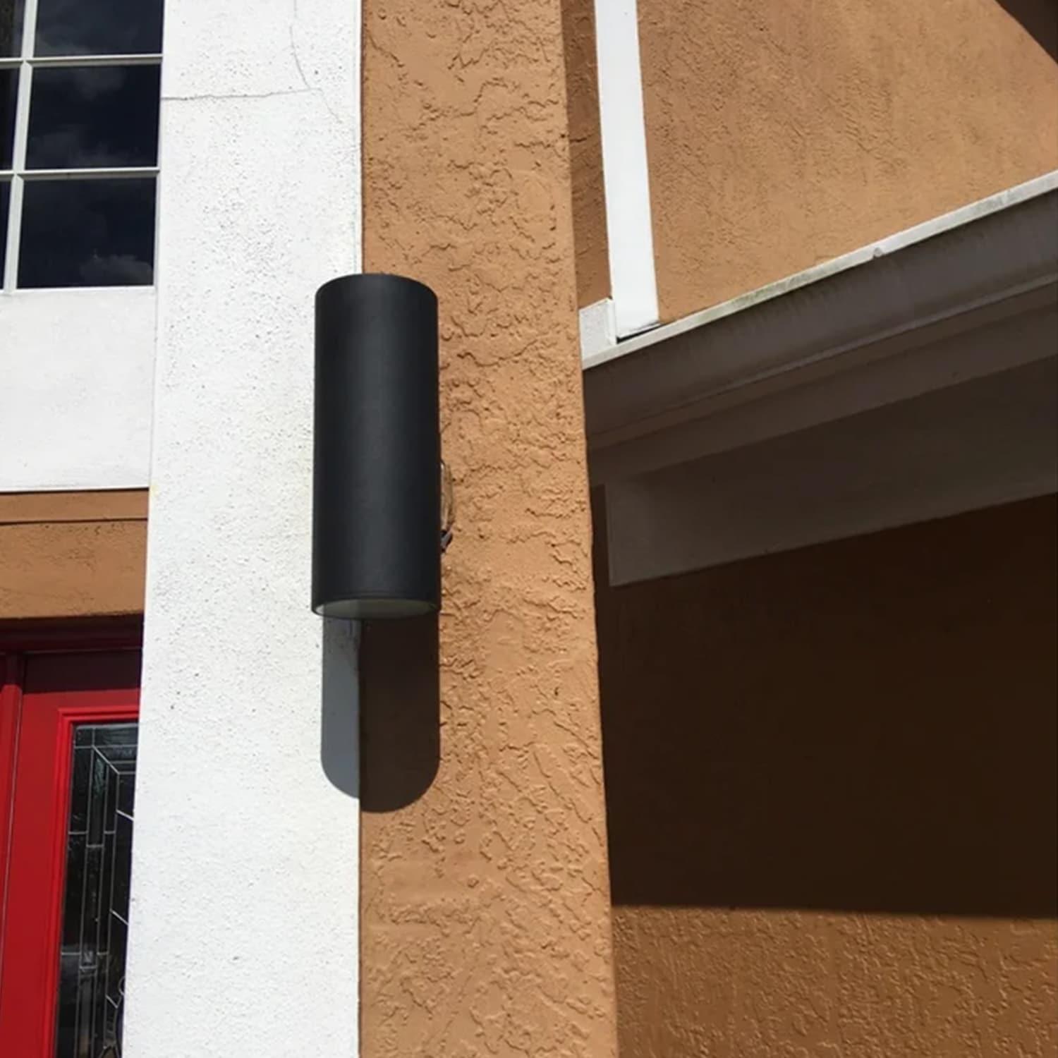 Cedar Hill 11 in. Cylinder Black LED Outdoor Wall Sconce
