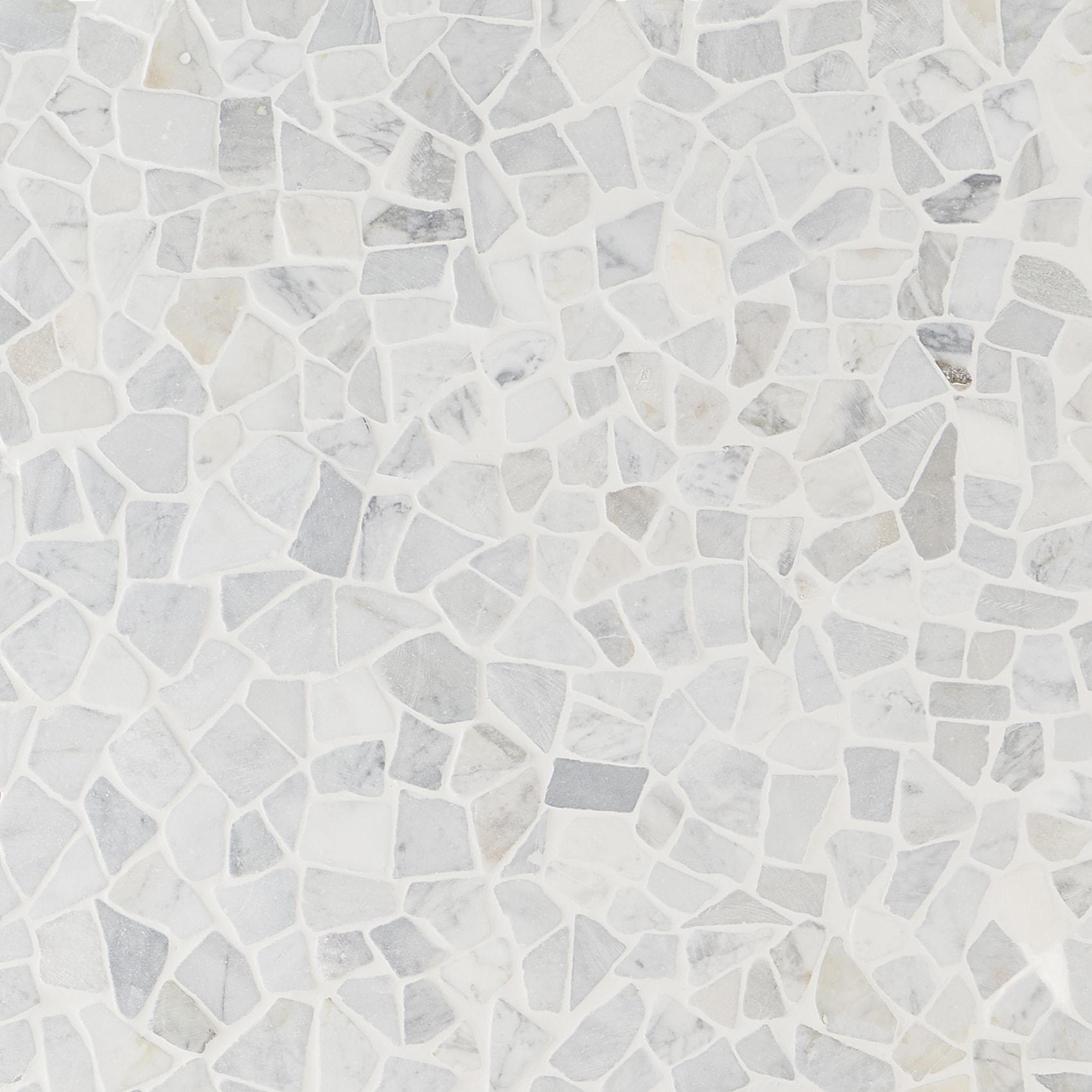 Countryside Carrara Tumbled 11.81 in. x 11.81 in. Natural Marble Floor and Wall Mosaic Tile