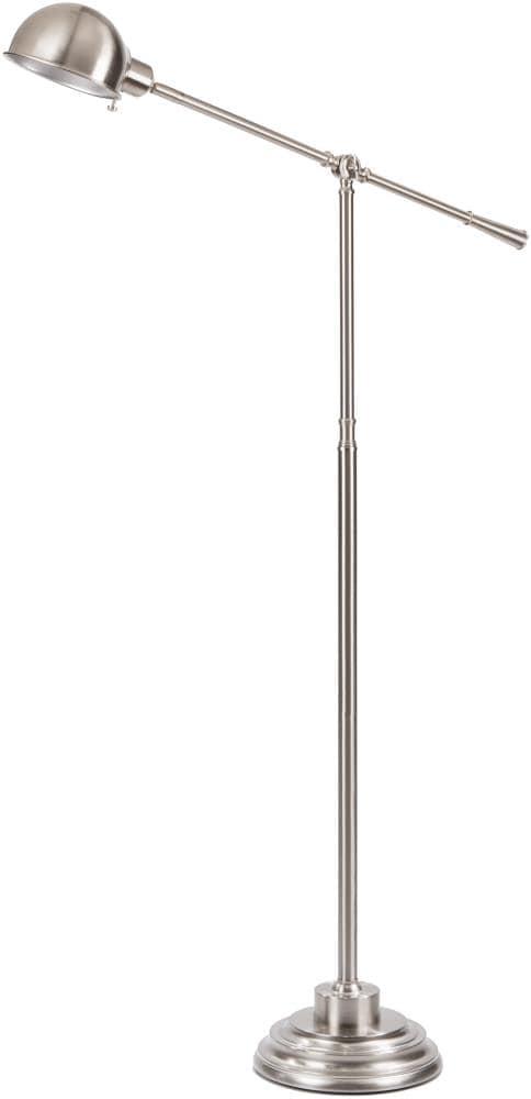 Adjustable Silver Brushed Steel Slim Floor Lamp