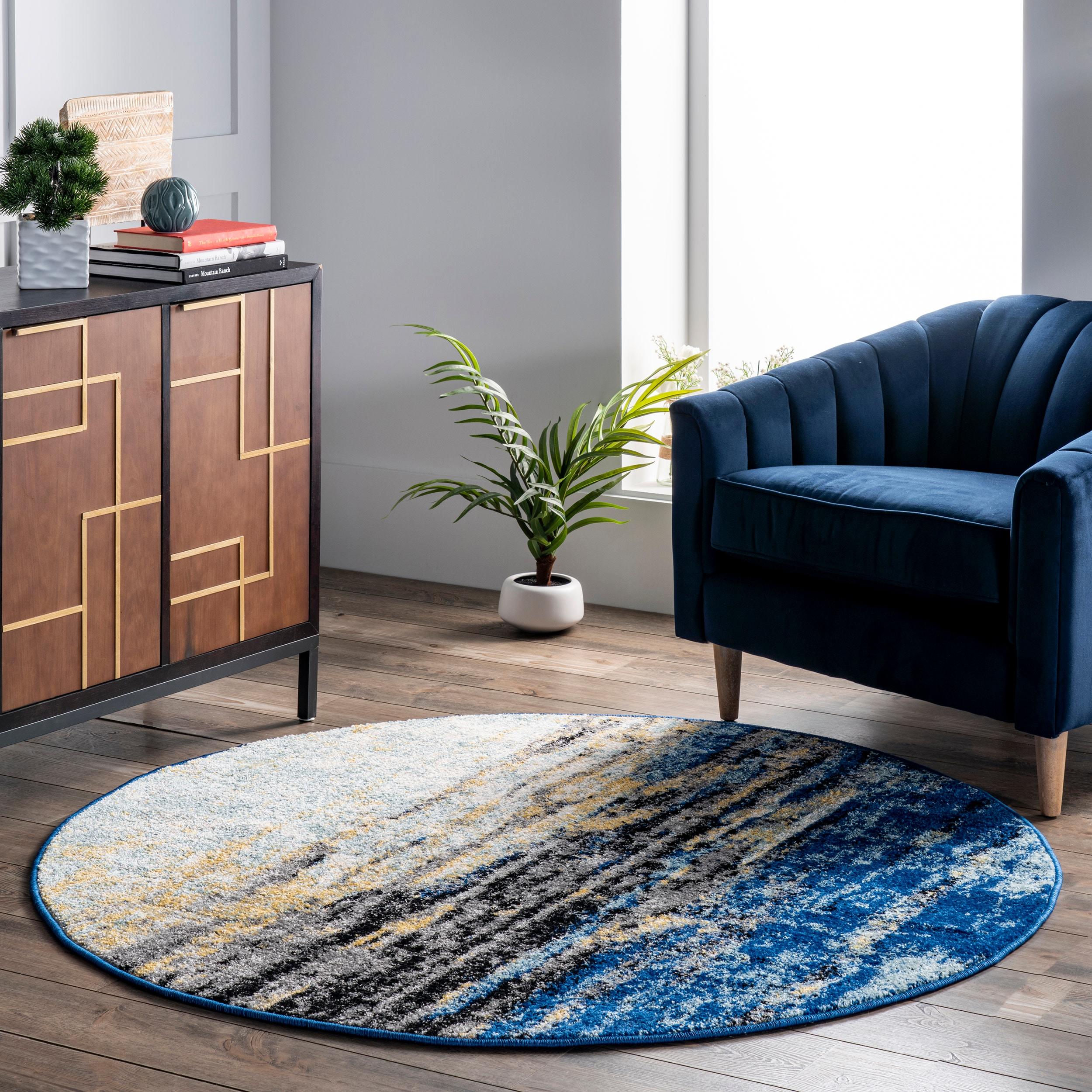 Nuloom Katharina Abstract Oval 8x10 Area Rug for Living Room Bedroom Dining Room Kitchen, Blue/Multicolor