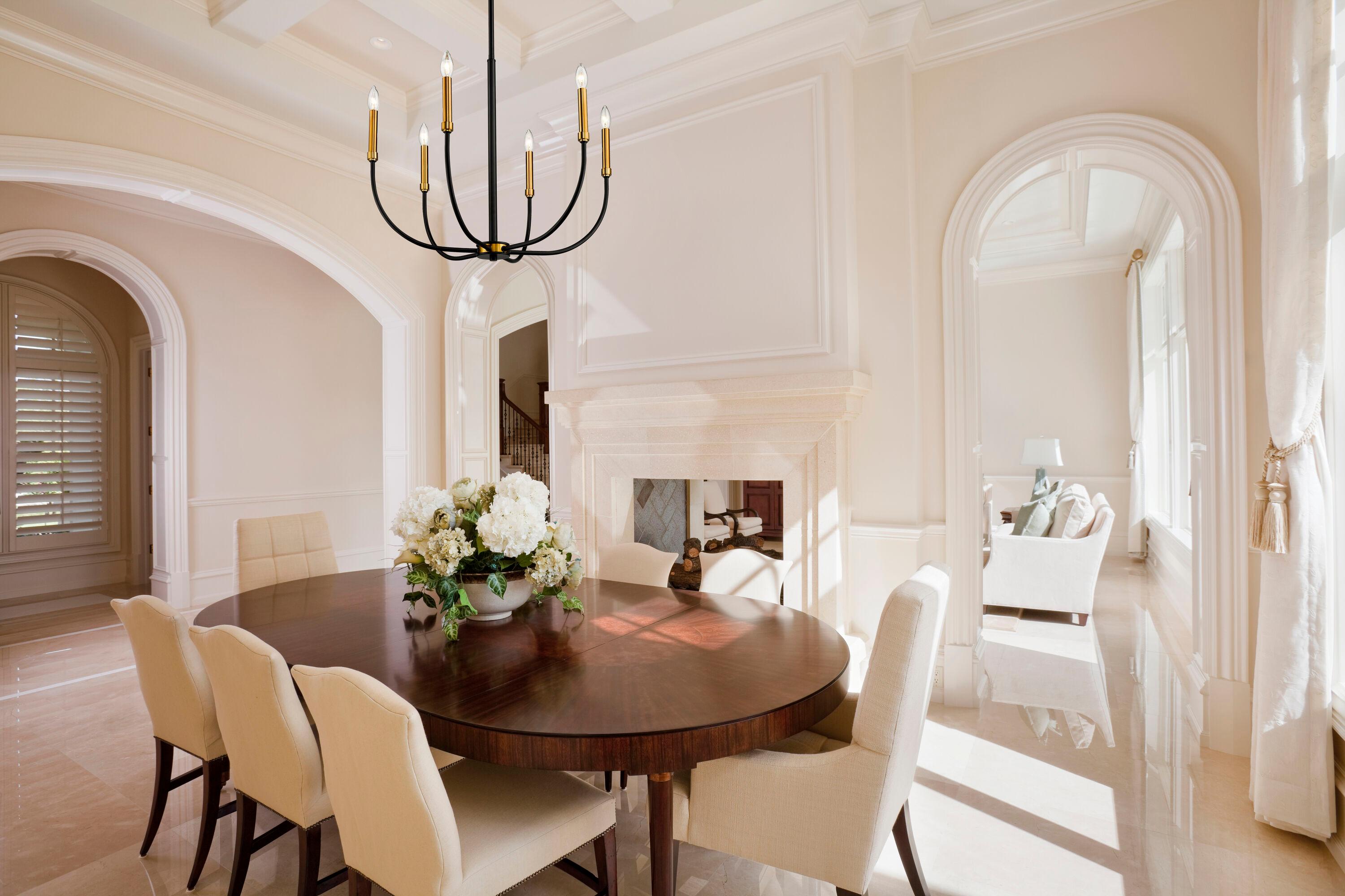 Z-Lite Haylie 6 - Light Chandelier in  Matte Black/Olde Brass