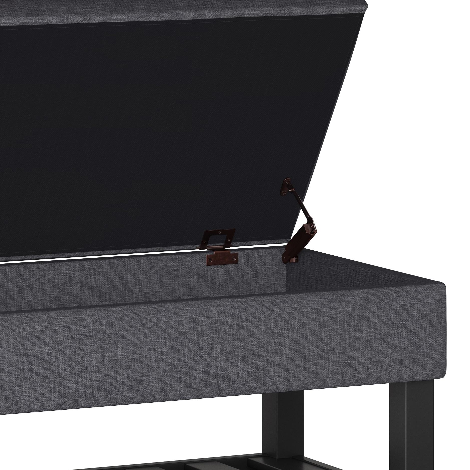 Simpli Home Saxon 43"W Tufted Transitional Storage Ottoman Bench with with Lift-Top Lid