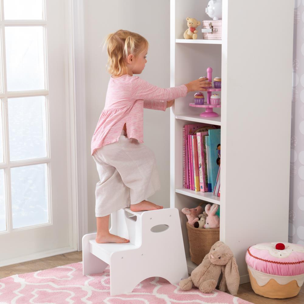 KidKraft Wooden Two-Step Children's Stool with Handles - White