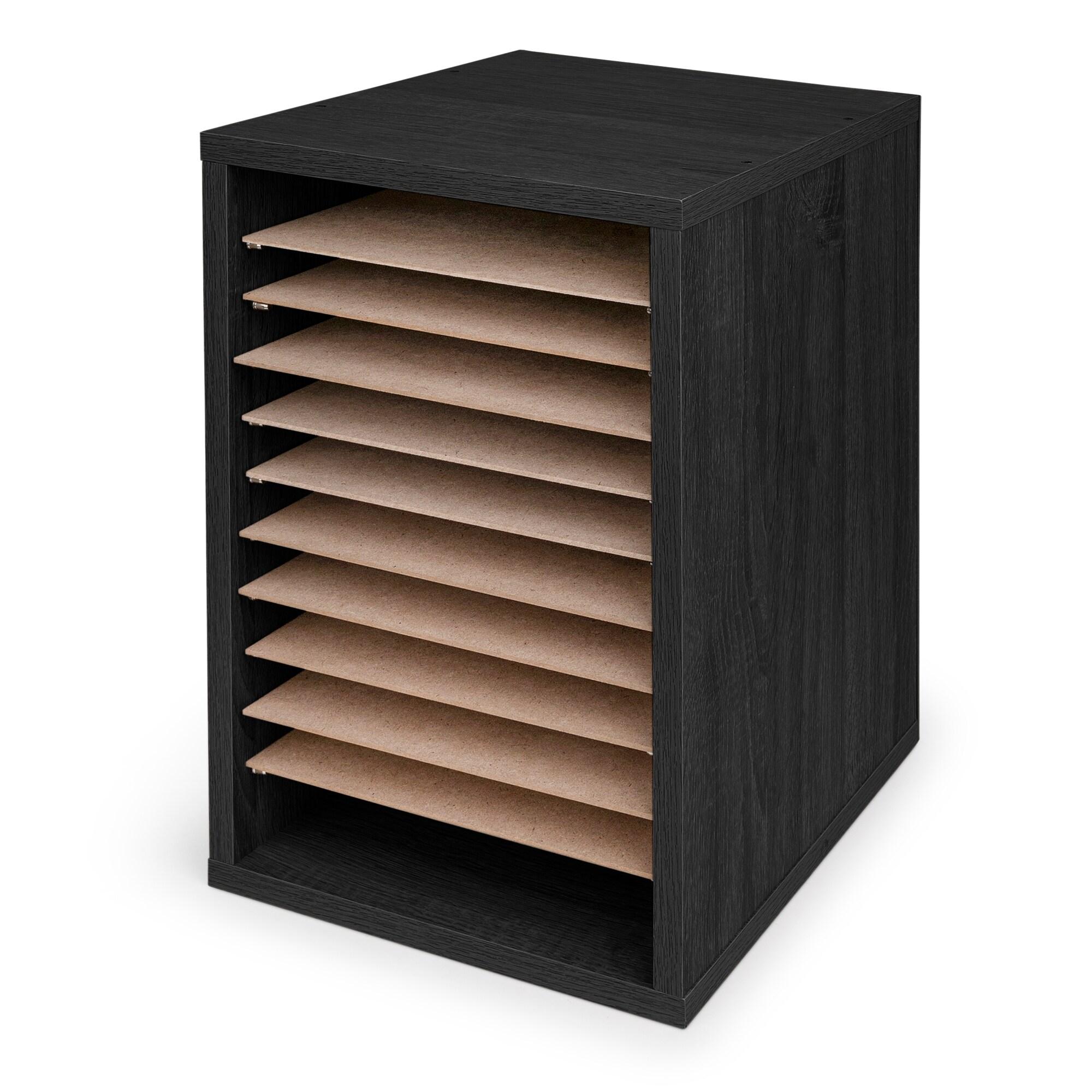AdirOffice 500 Series 11 Compartment Wooden Literature Organizer 10.75" x 11.8" Black (500-11-BLK)
