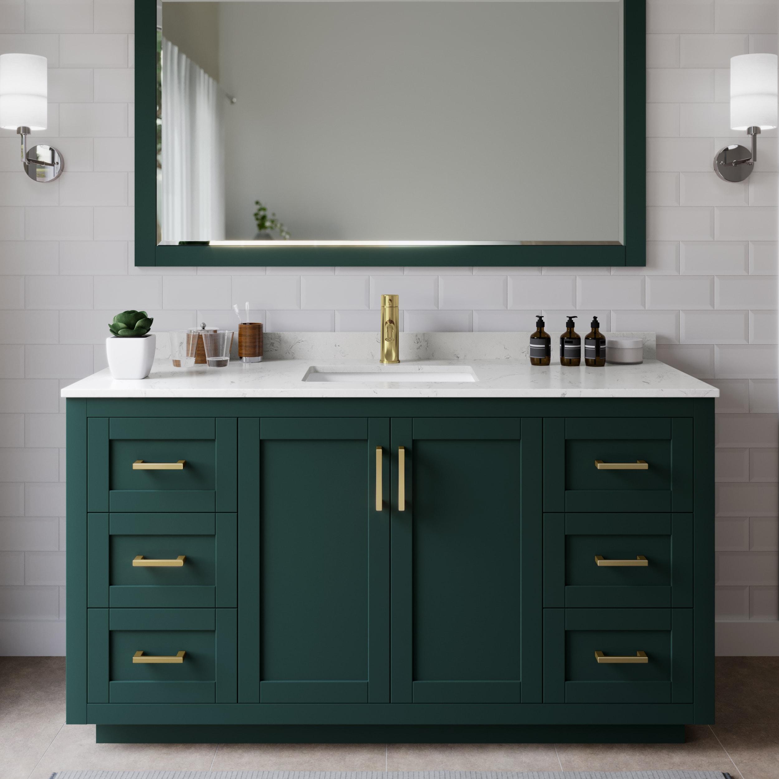 Wyndham Collection Miranda 60" Freestanding Single Bathroom Vanity with Cultured Marble Top with 58" Mirror & Reviews | Wayfair