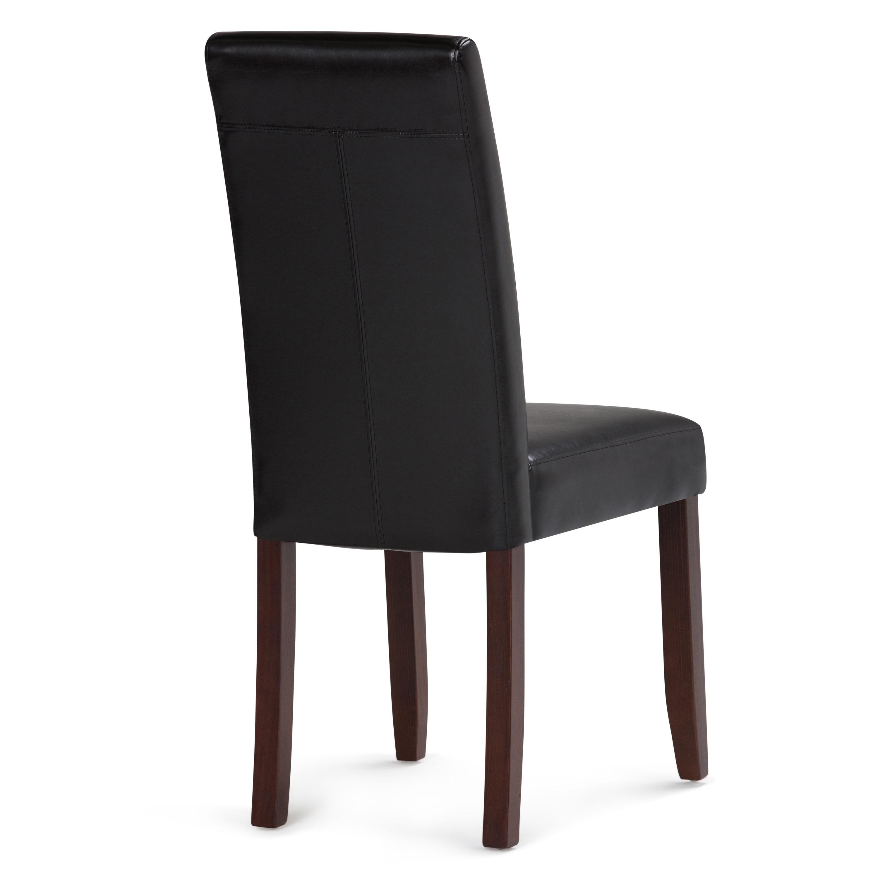 Simpli Home Acadian Parson Dining Chair (Set of 2) Midnight Black Faux Leather