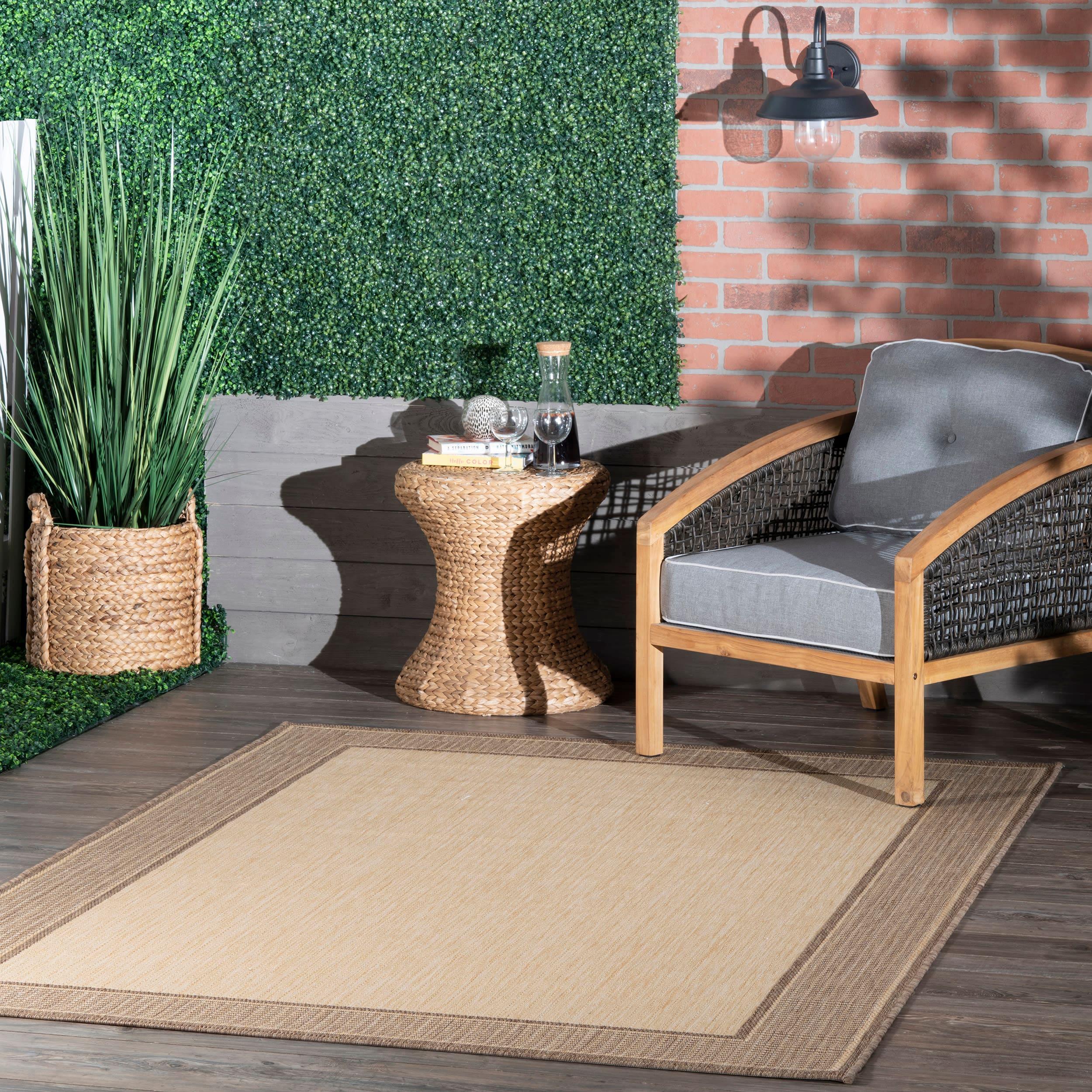Nuloom Gris Bordered 3x5 Indoor/Outdoor Accent Rug for Living Room Patio Deck Front Porch Entryway Kitchen, Beige/Tan