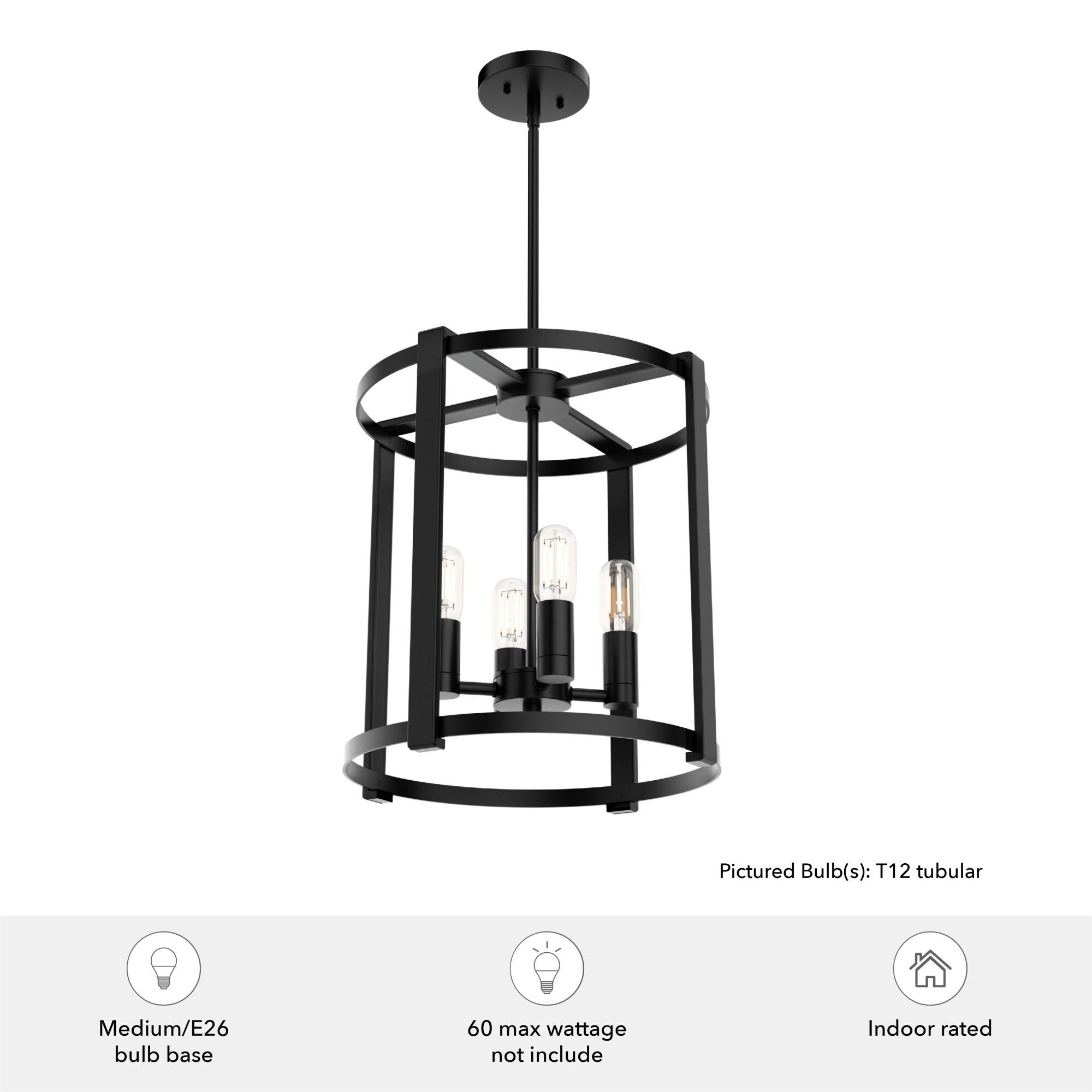 19003-Hunter Fans-Astwood 4-Light Lantern Chandelier in Caged Style-16 Inches Wide by 25.5 Inches High-Matte Black Finish