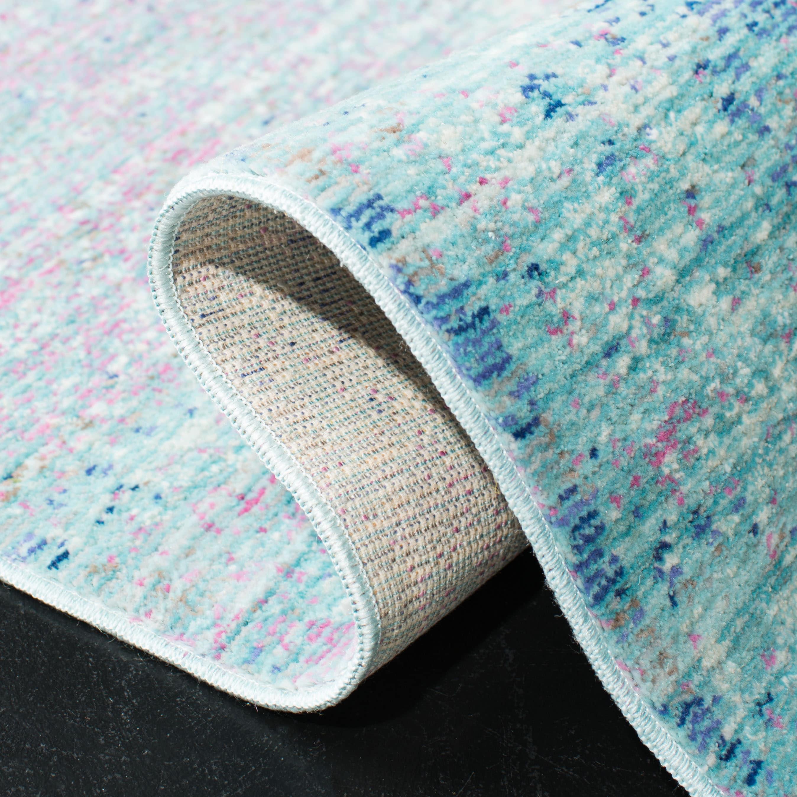 SAFAVIEH Valencia Gracelyn Abstract Polyester Area Rug, Turquoise/Multi, 4' x 6'