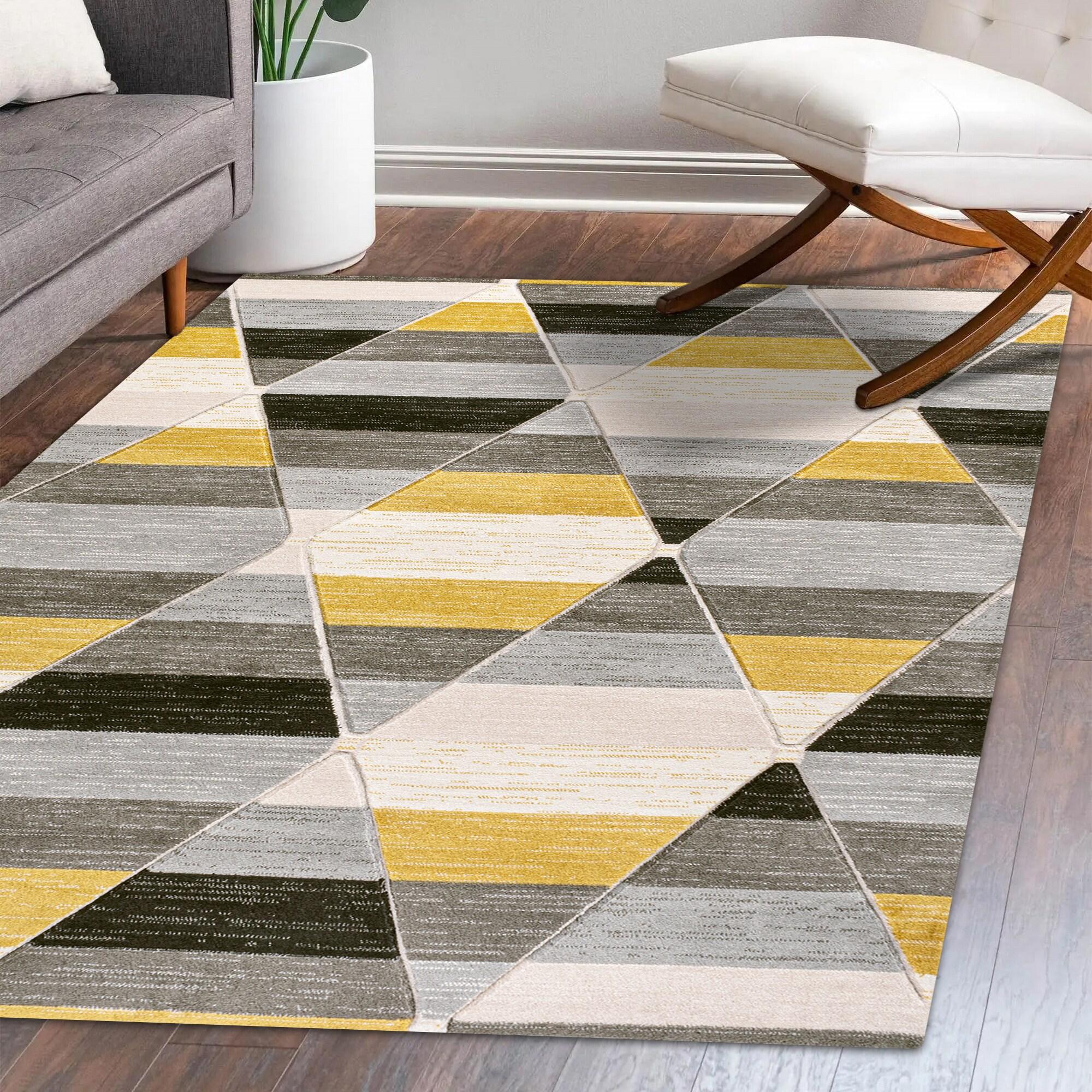 8'x10' Kehoe Retro Diamonds Geometric, Yellow/Gray/Cream - JONATHAN Y