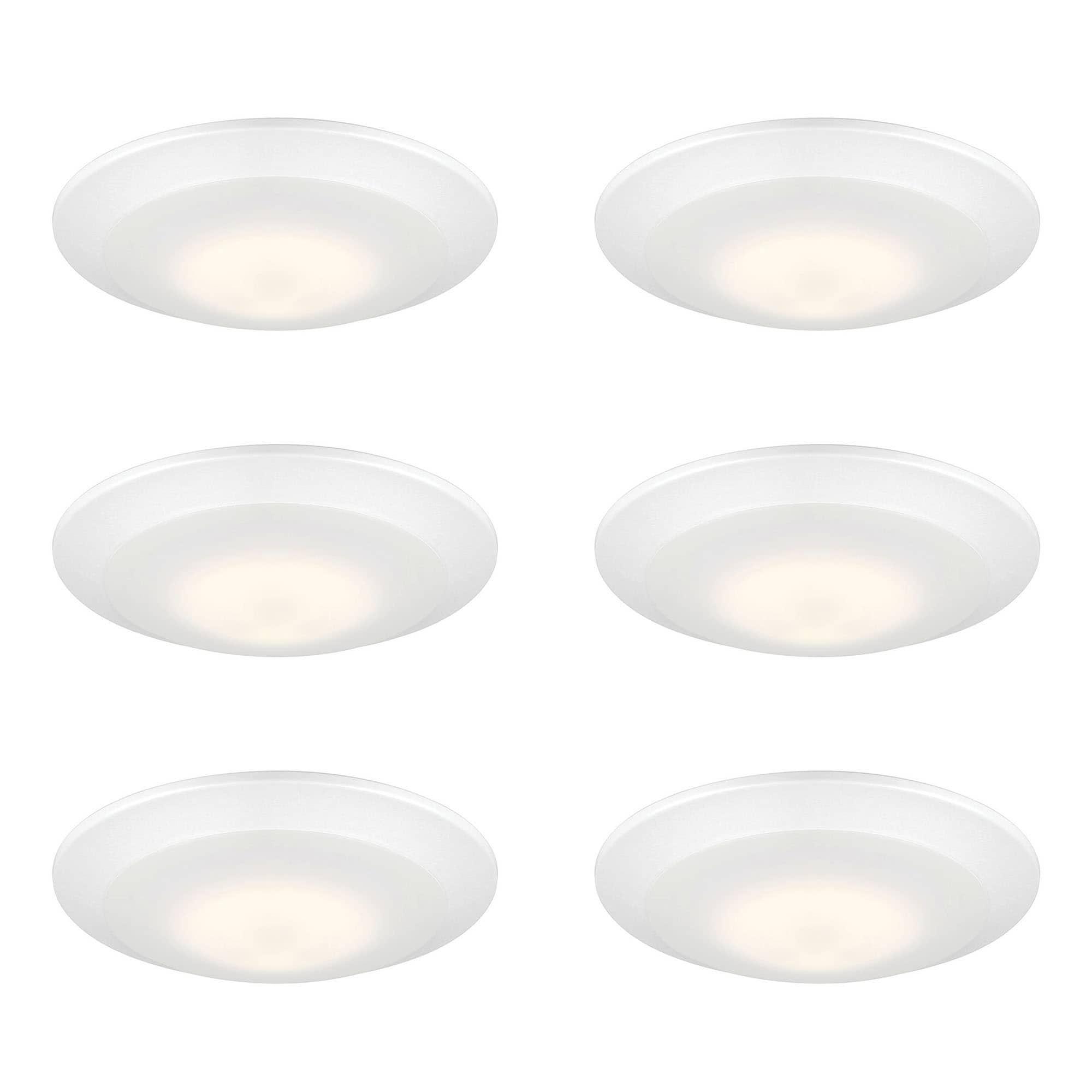 Designers Fountain LED Recessed Ceiling Lights 6 Pack, 7 inch CCT Disk Light Fixtures, Dimmable, 1000 Lumens, 3000K /4000K, White Trim, RC7WHWH8102C-6