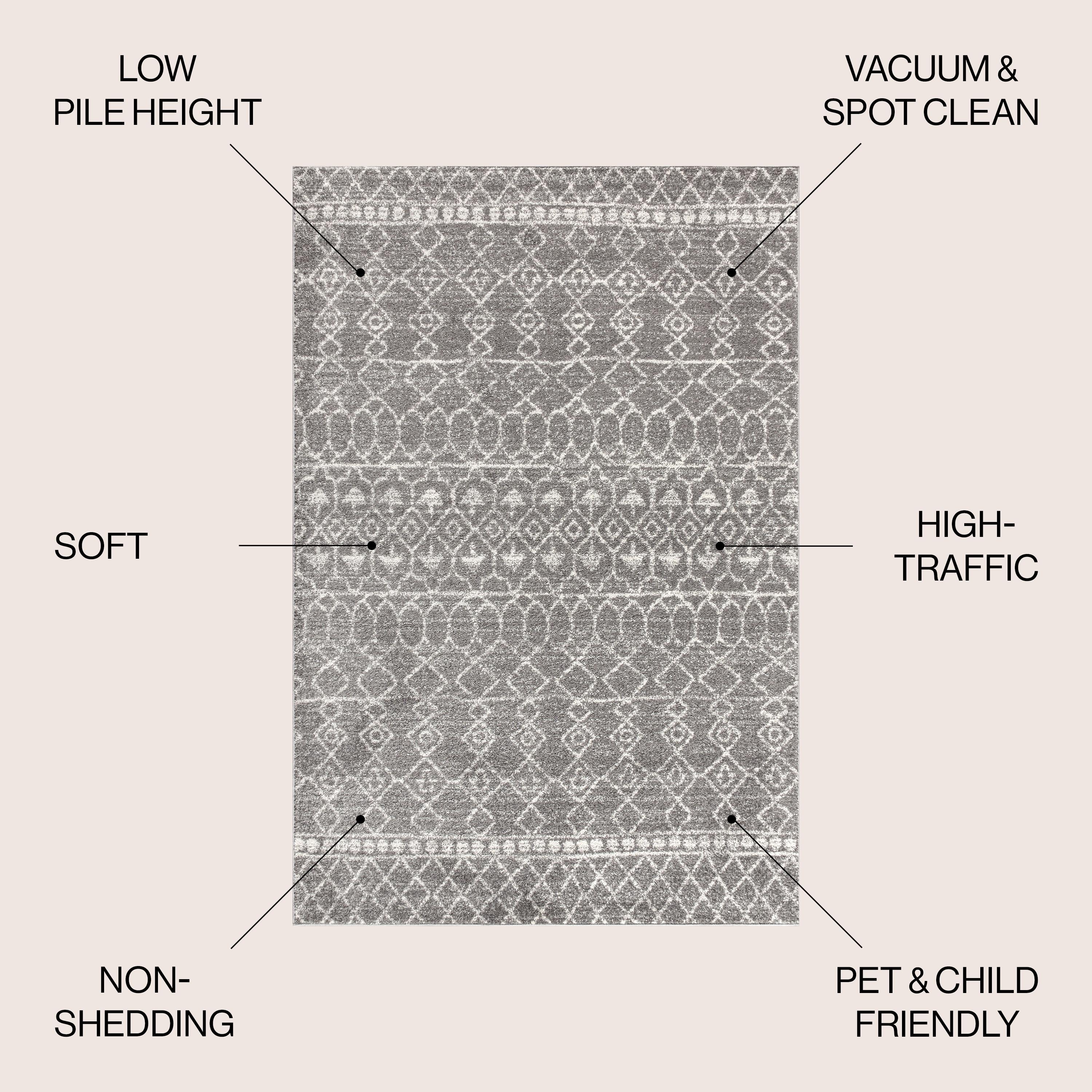 8'x10' Izil Moroccan Beni Souk Area Rug, Gray/Cream - JONATHAN Y
