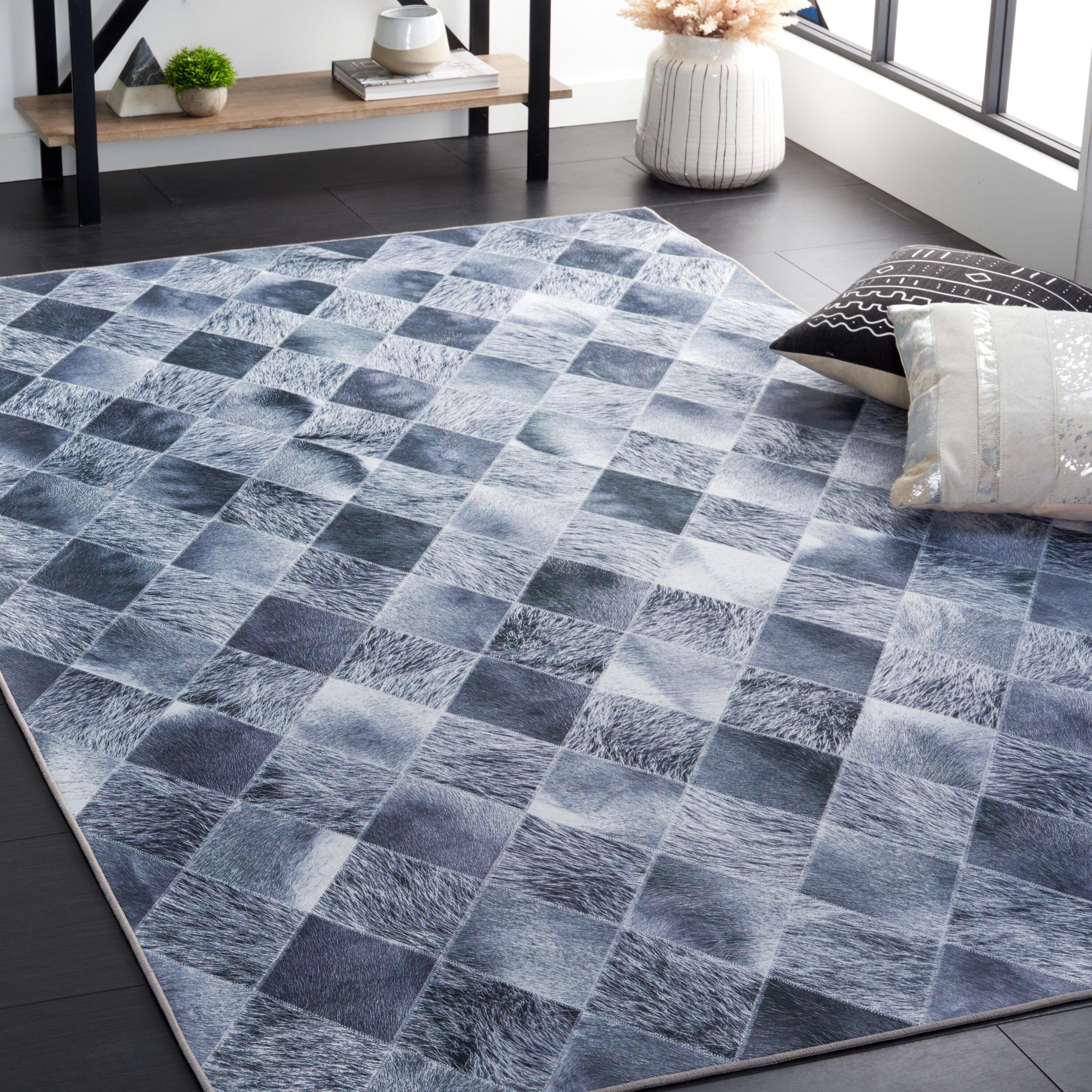 Faux Hide FAH550 Power Loomed Machine Washable Area Rug - Grey/Dark Grey - 8'x10' - Safavieh.