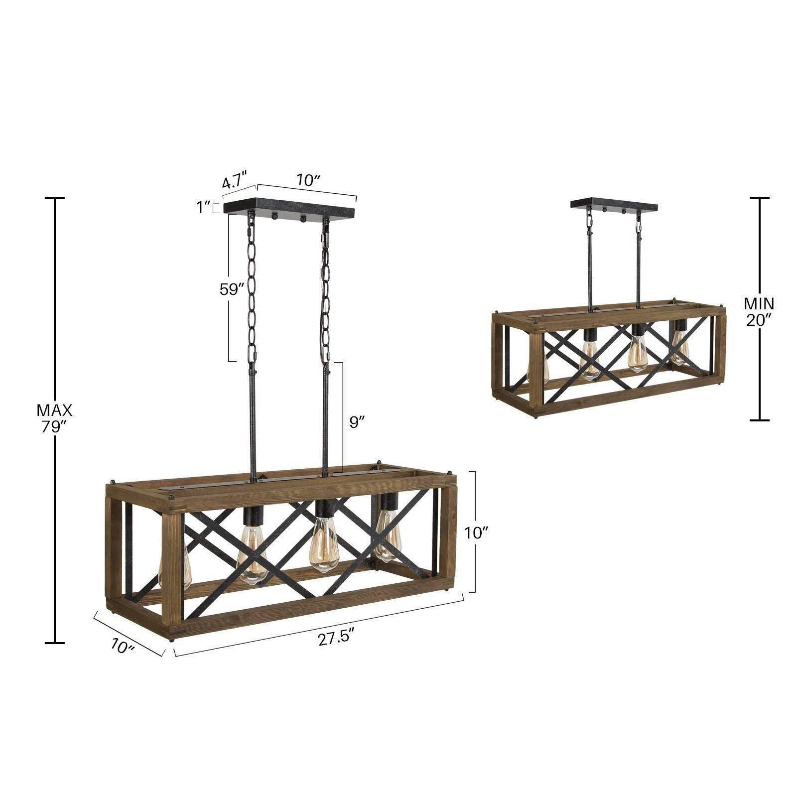 LNC Farmhouse Decor 4-Light Wood Chandelier Kitchen Island Light Fixtures, Large Modern Farmhouse Chandeliers Light for Dining Room, Kitchen Island, Bedroom