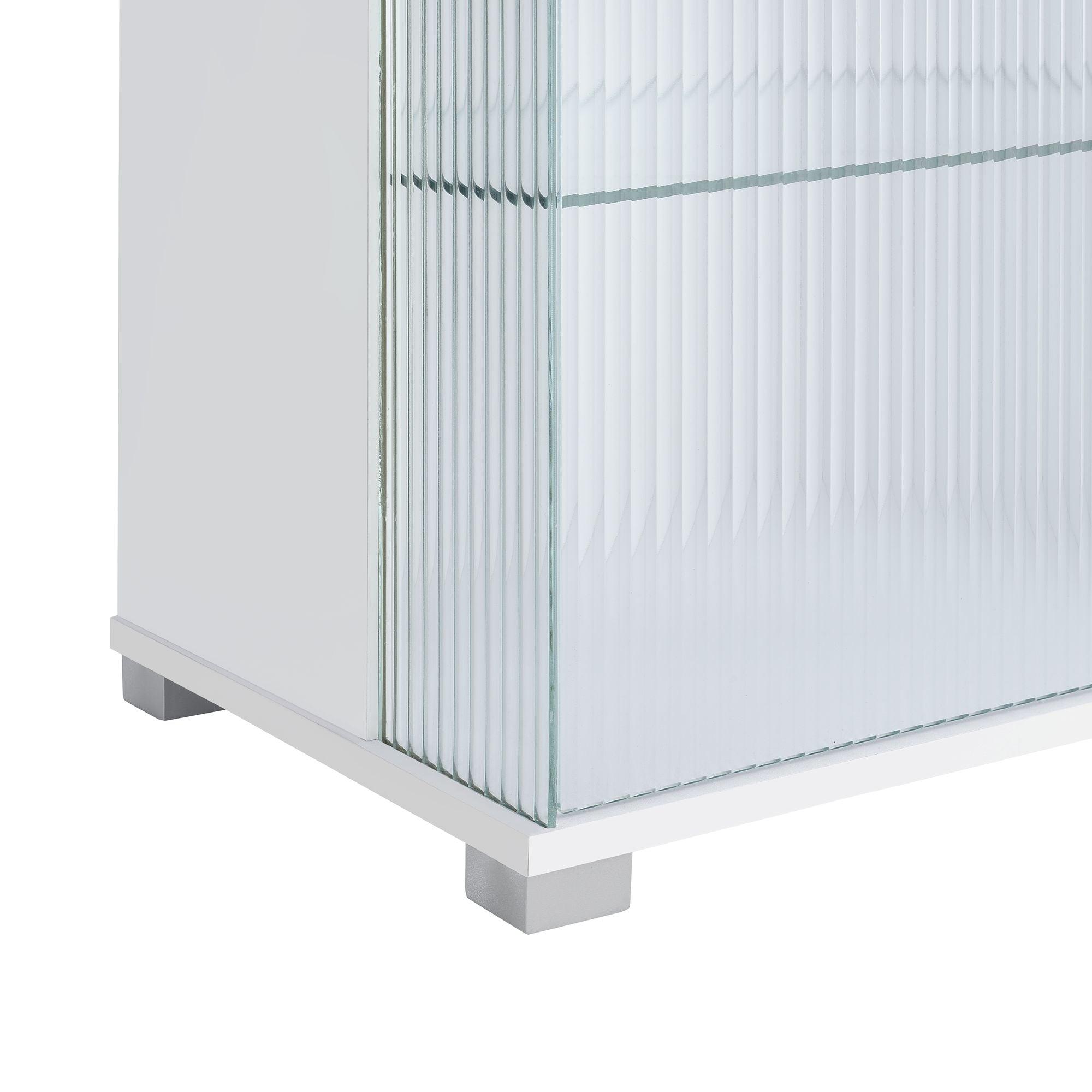 Picket House Furnishings Indira  70" TV Stand with LED in Glossy White