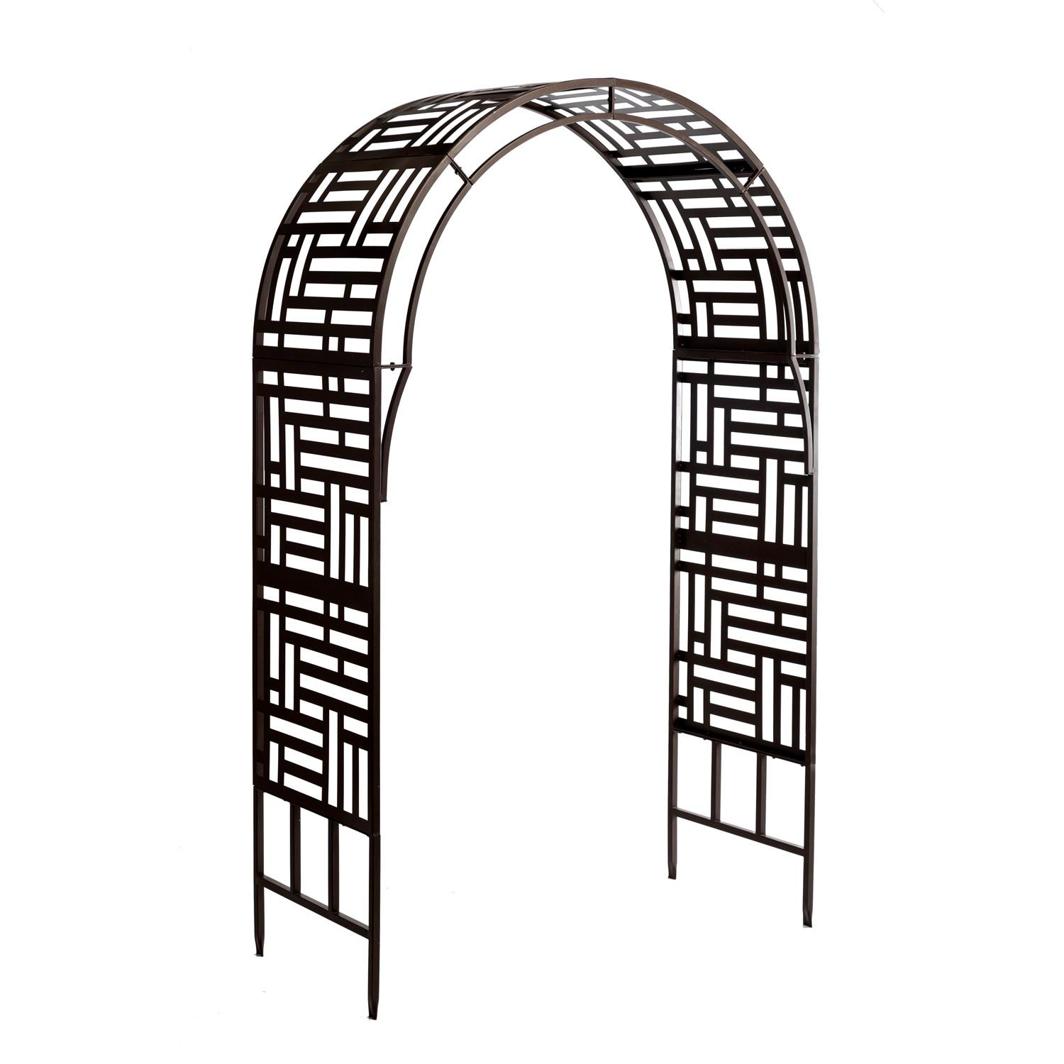 Evergreen Geometric 84 in. x 53 in. Metal Arch Arbor