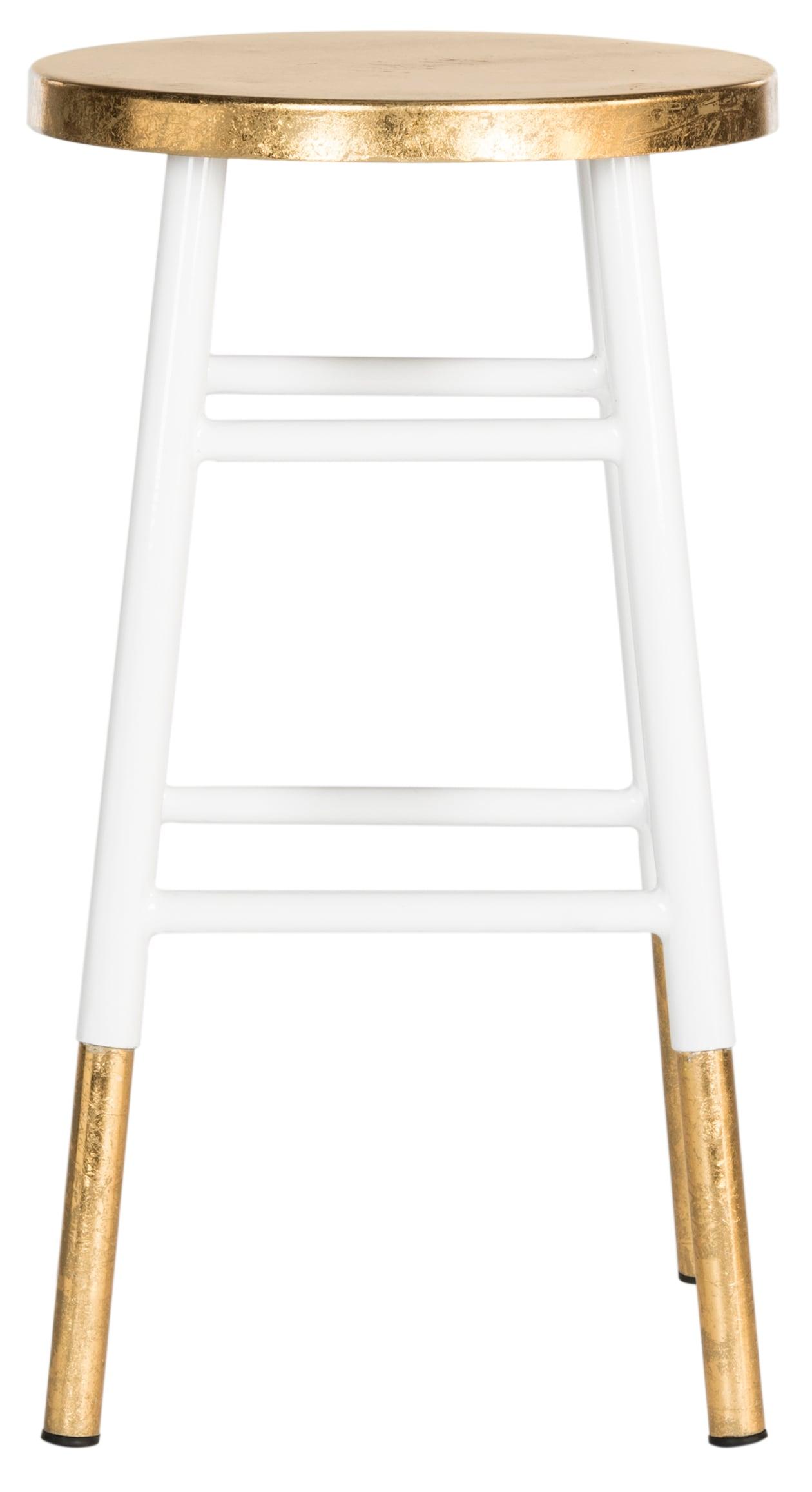 Emery Dipped Gold Leaf Counter Stool - FOX3231 - White/Gold - Safavieh Couture