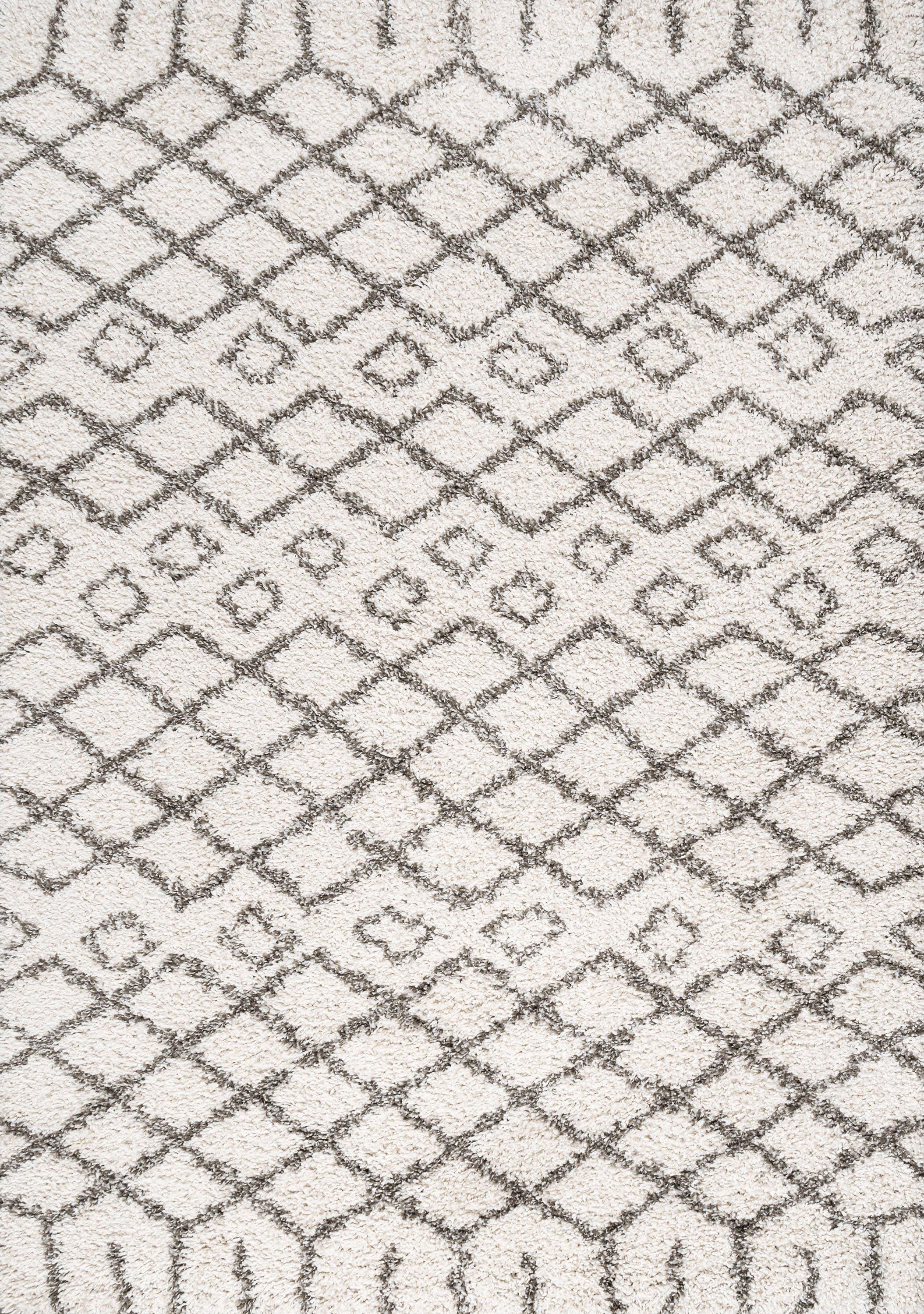 3'x5' Algaida Moroccan Diamond Shag Area Rug, Beige/Dark Gray - JONATHAN Y