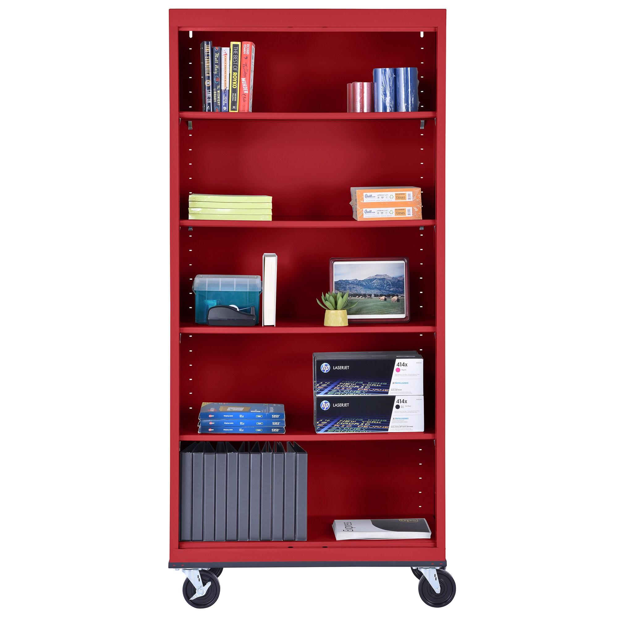 Sandusky Lee 36" W x 18" D x 78" H Steel Mobile Bookcase with 4 Adjustable Shelves by Sandusky