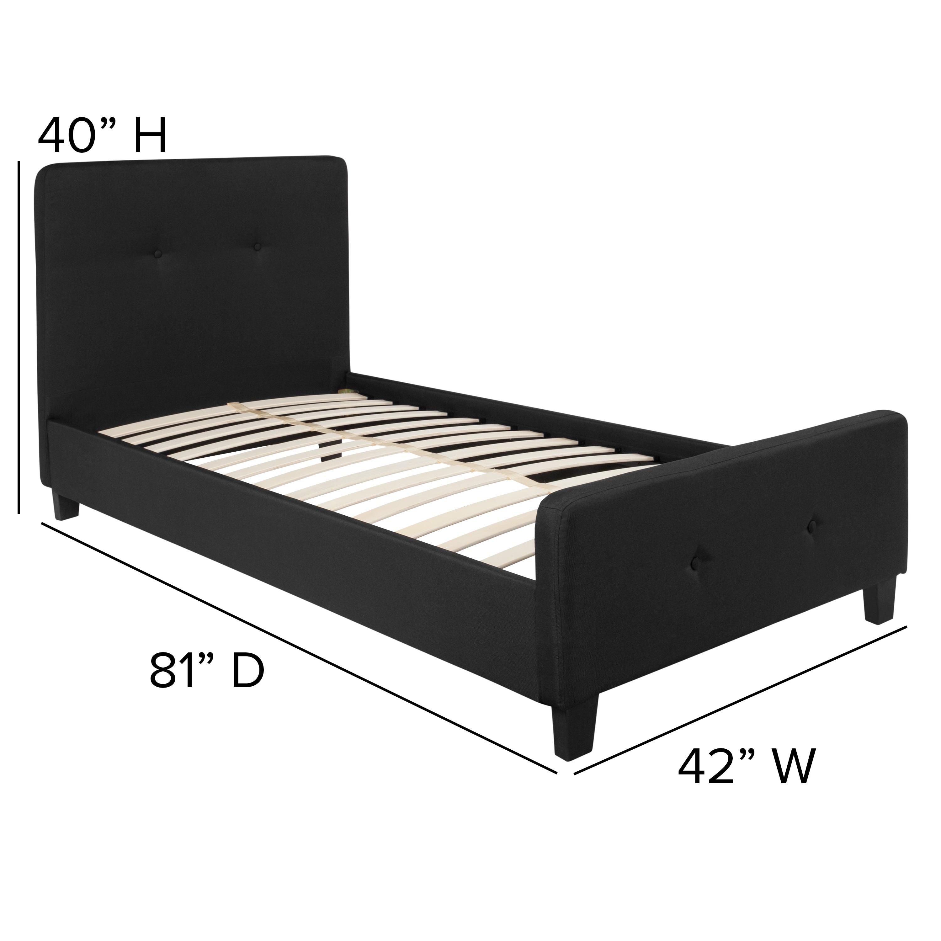 Flash Furniture Tribeca Twin Size Tufted Upholstered Platform Bed in Black Fabric