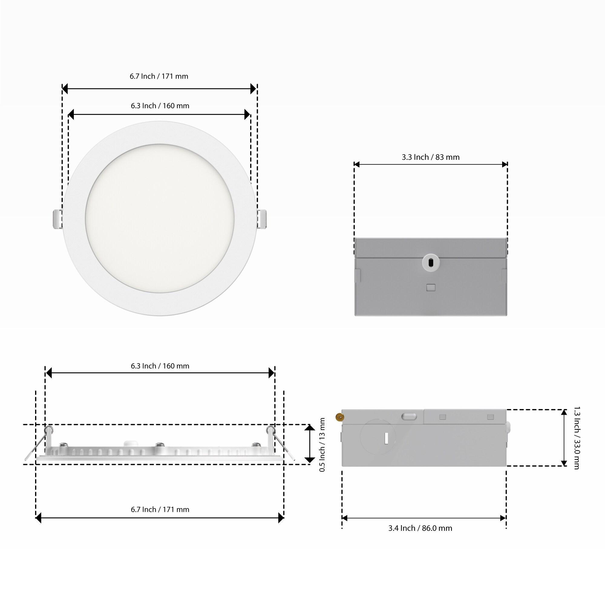 6'' Dimmable Air-Tight IC Rated LED Canless Recessed Lighting Kit