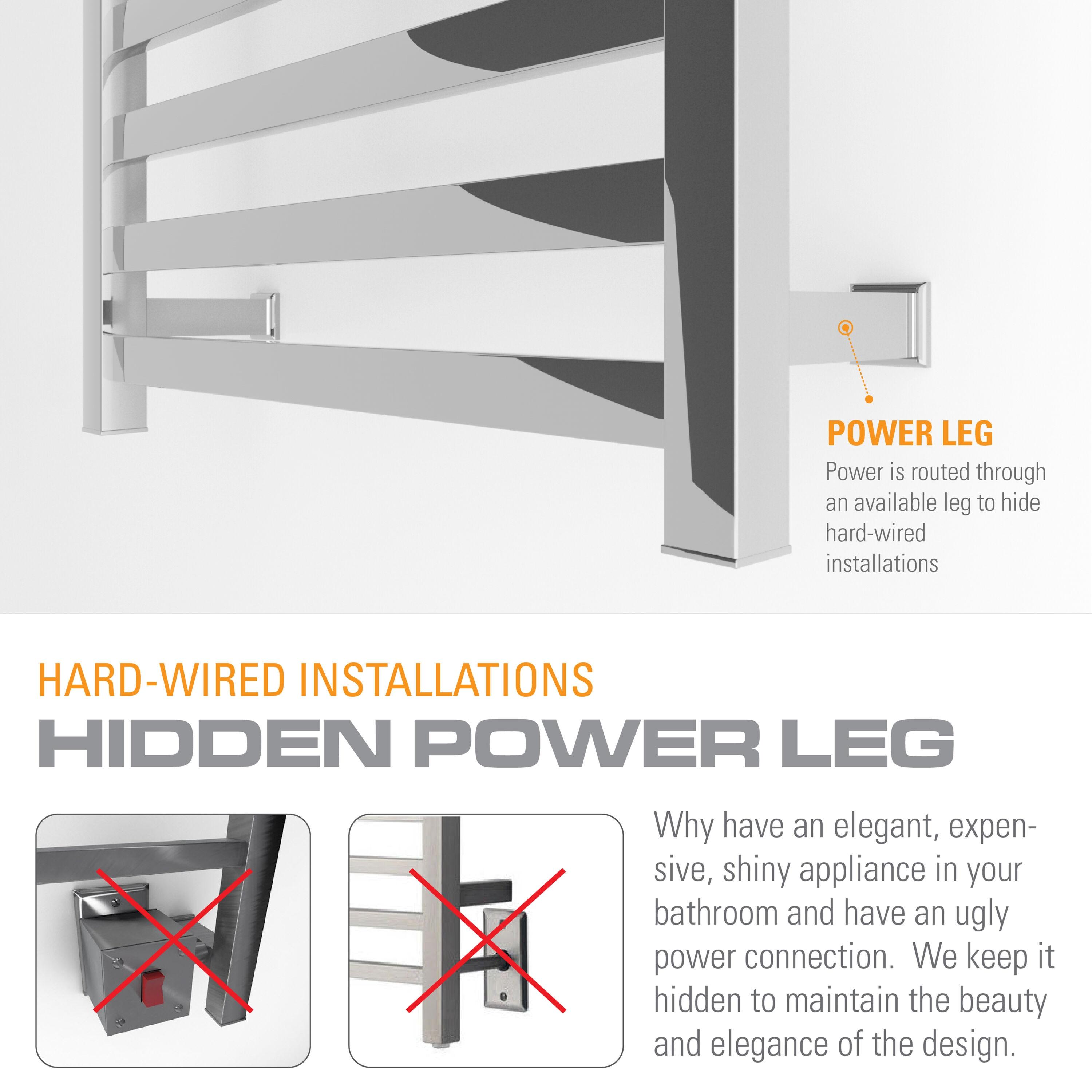 Brandon Basics Wall Mounted Electric Towel Warmer with Built-in Timer and Hardwired and Plug in Options, Stainless Steel - Polished